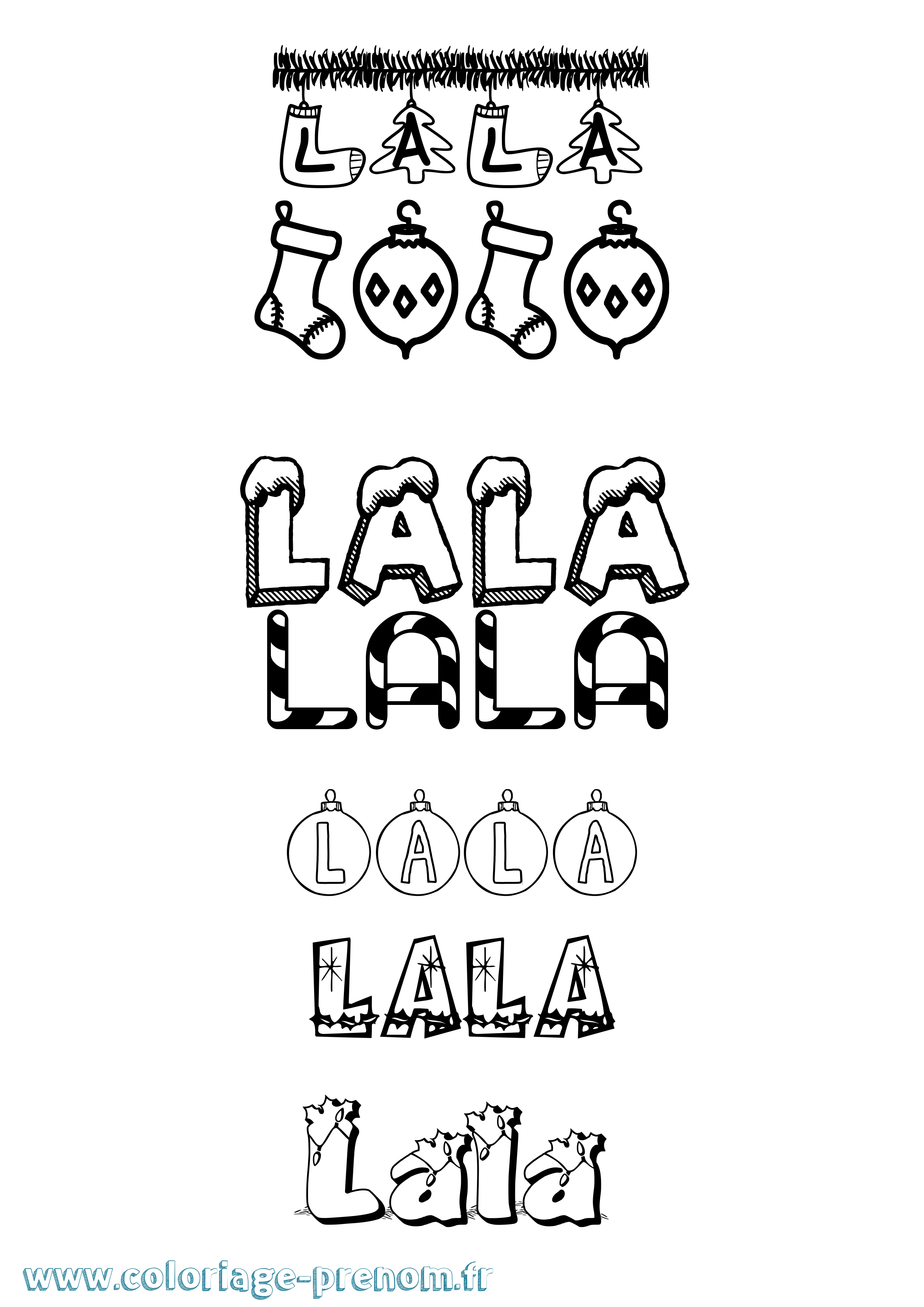 Coloriage Lala Noël Coloriage prénom Lala Noël