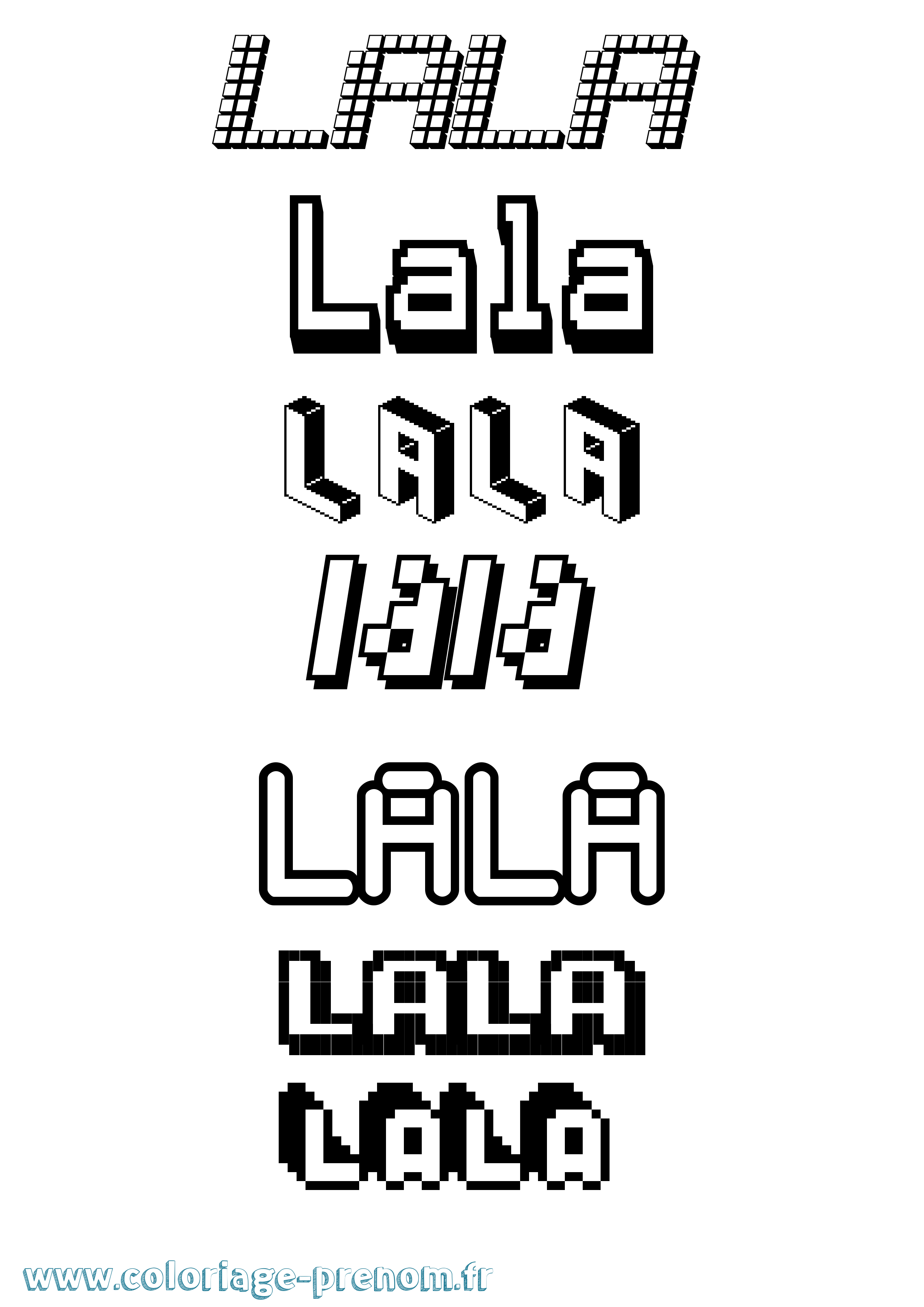 Coloriage prénom Lala Pixel