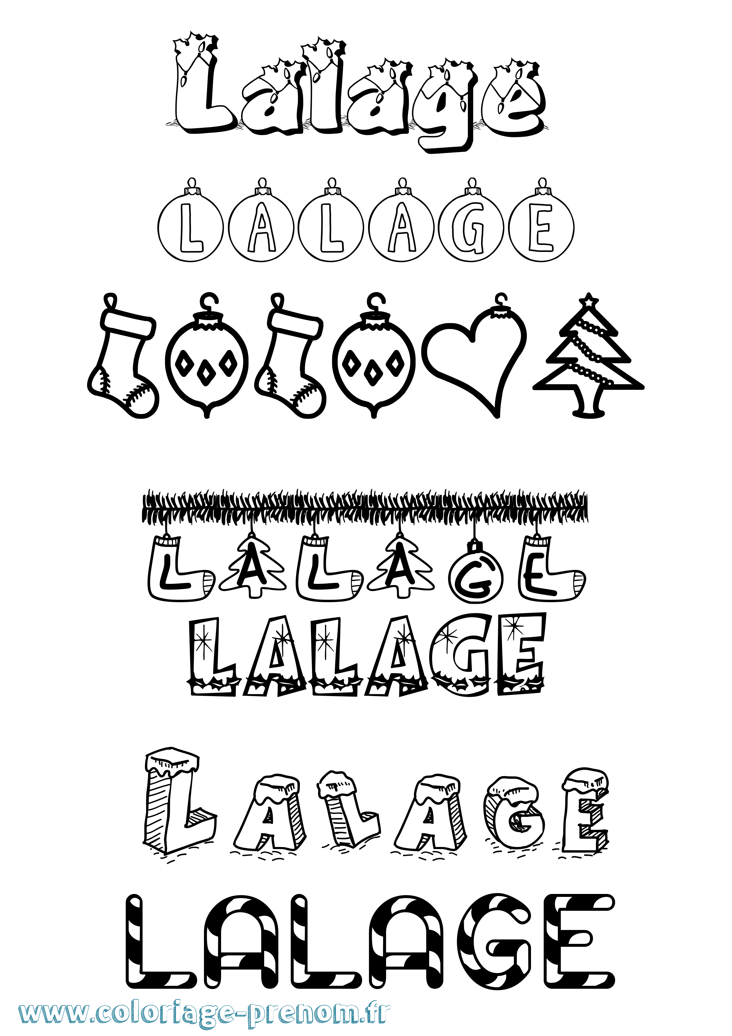 Coloriage Lalage Noël Coloriage prénom Lalage Noël