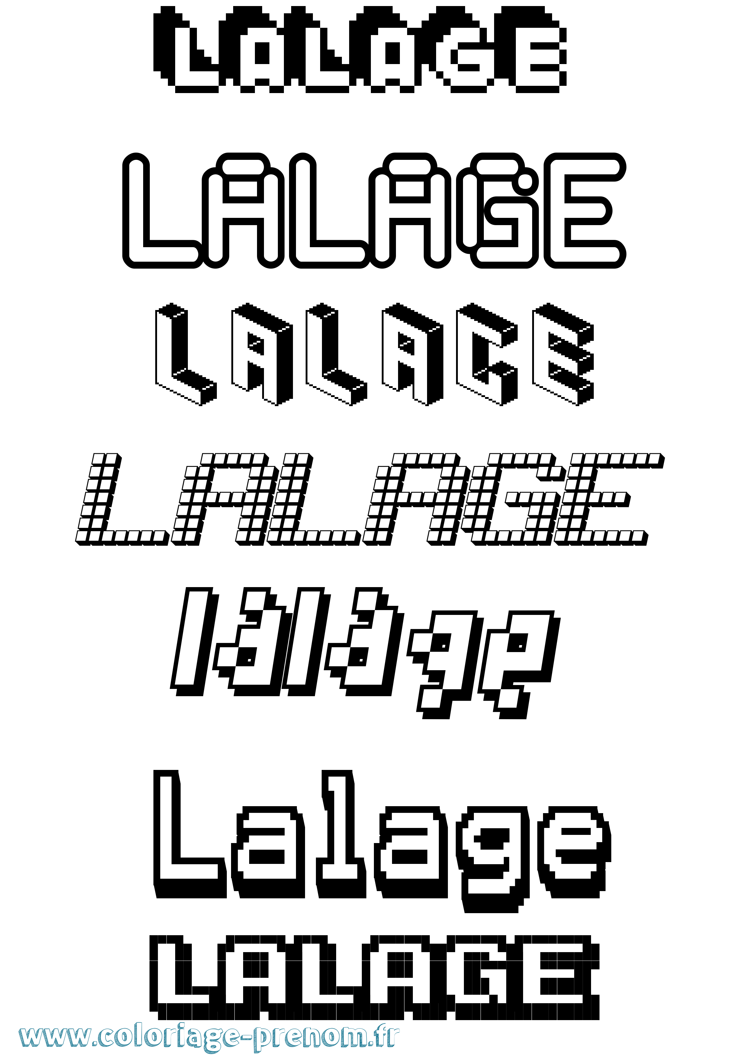 Coloriage prénom Lalage Pixel