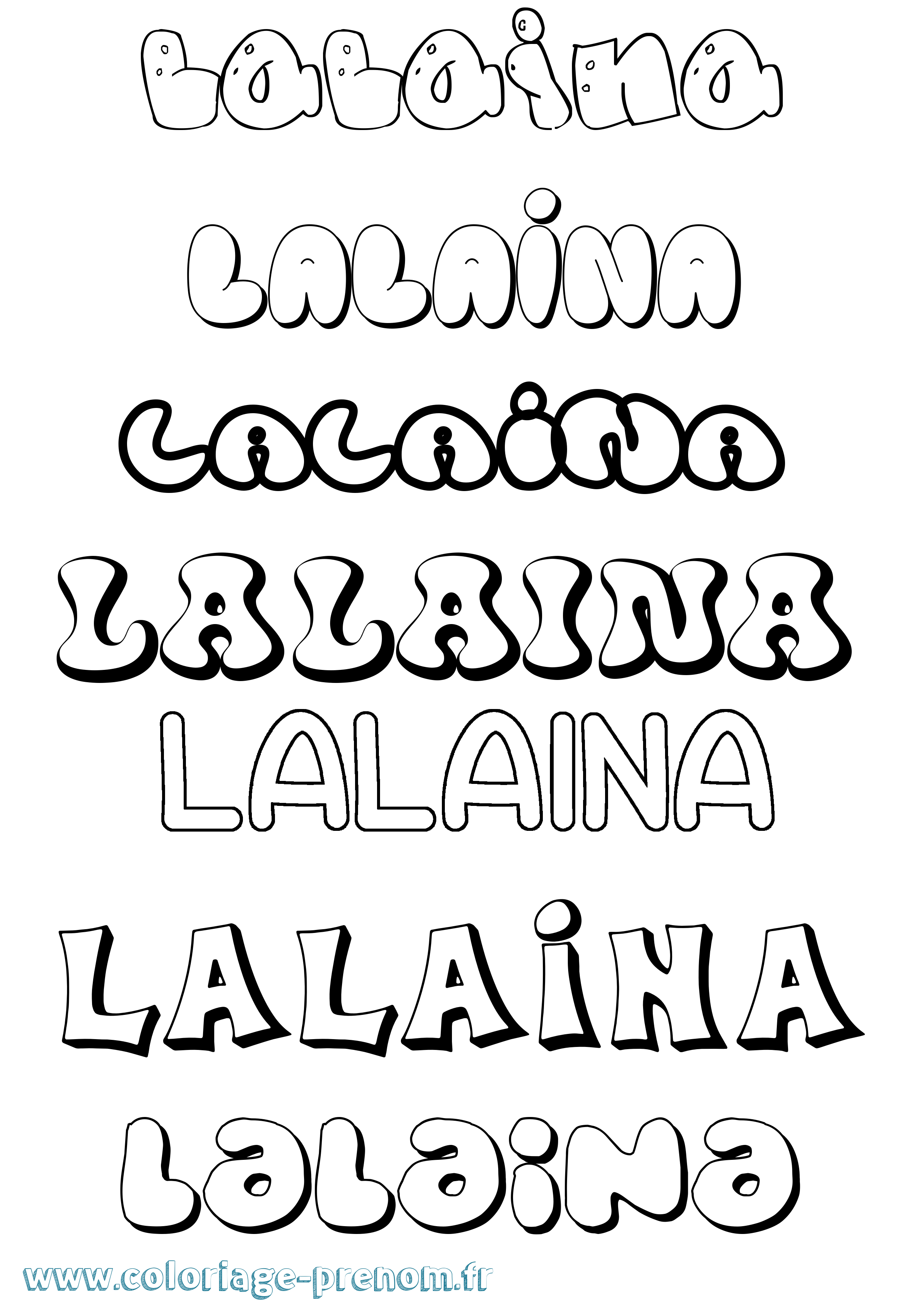 Coloriage prénom Lalaina Bubble