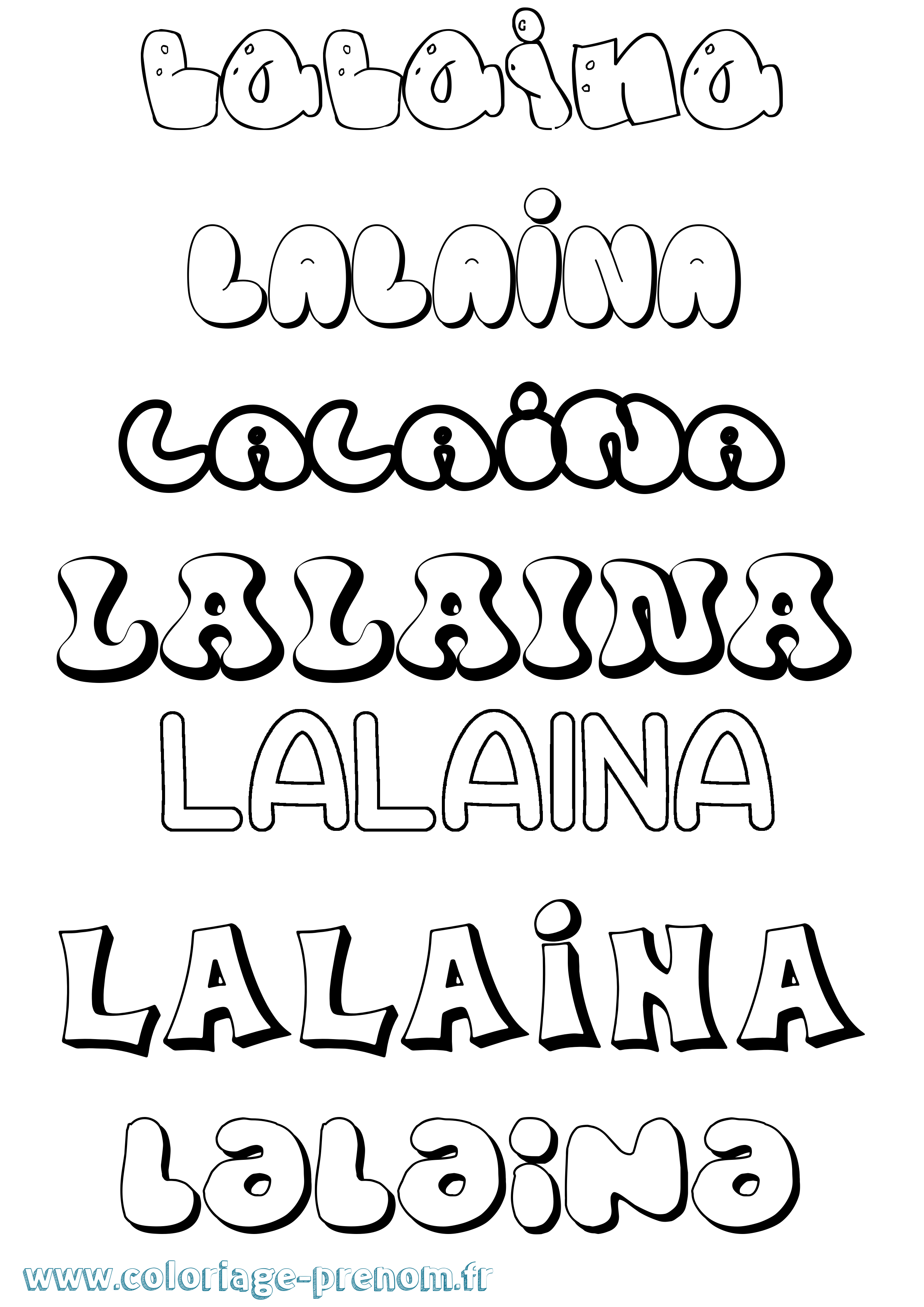 Coloriage Lalaina Bubble Coloriage prénom Lalaina Bubble