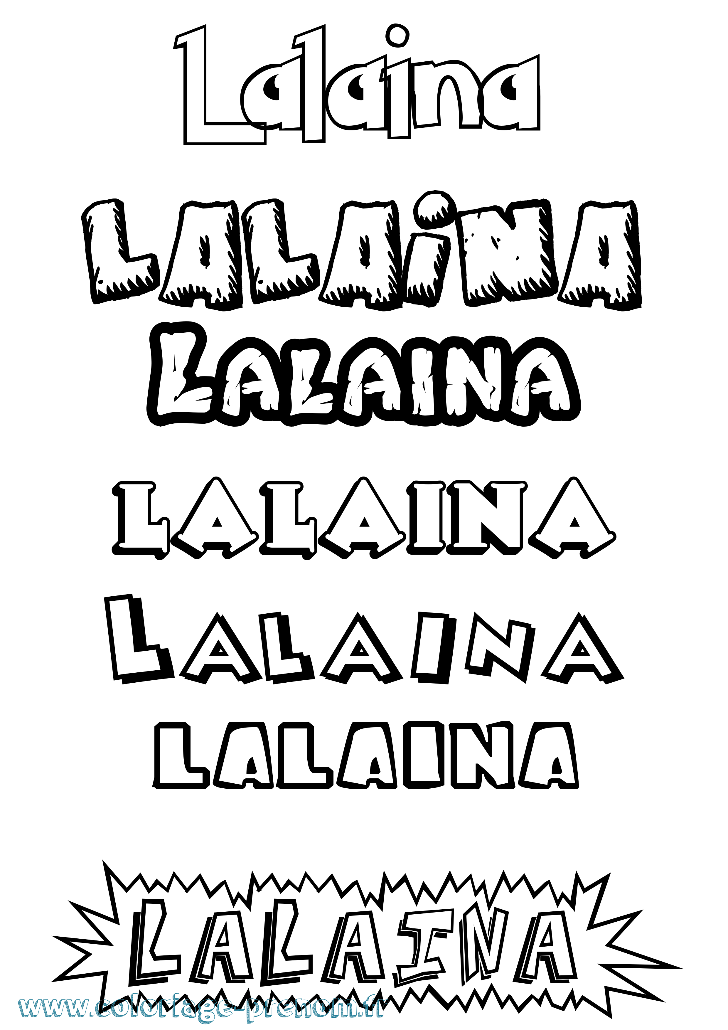 Coloriage prénom Lalaina Dessin Animé