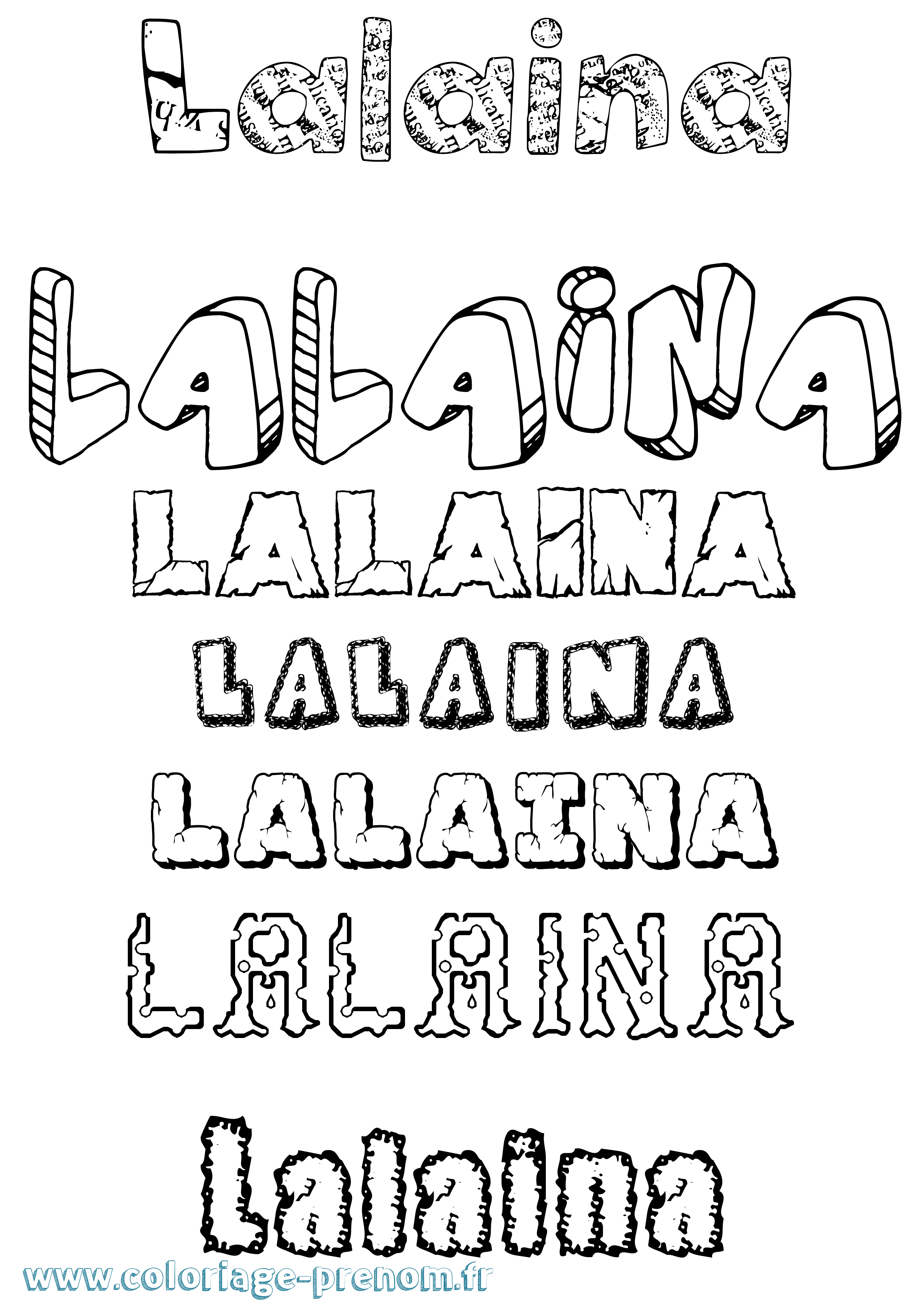 Coloriage Lalaina Destructuré Coloriage prénom Lalaina Destructuré