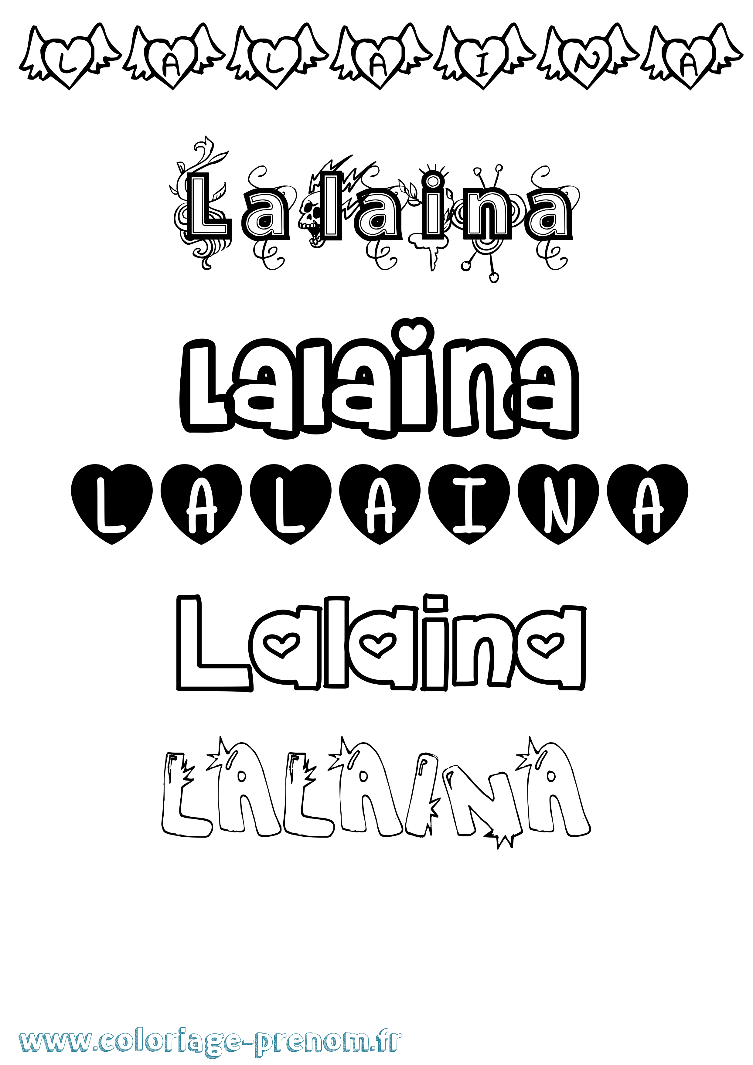 Coloriage Lalaina Girly Coloriage prénom Lalaina Girly