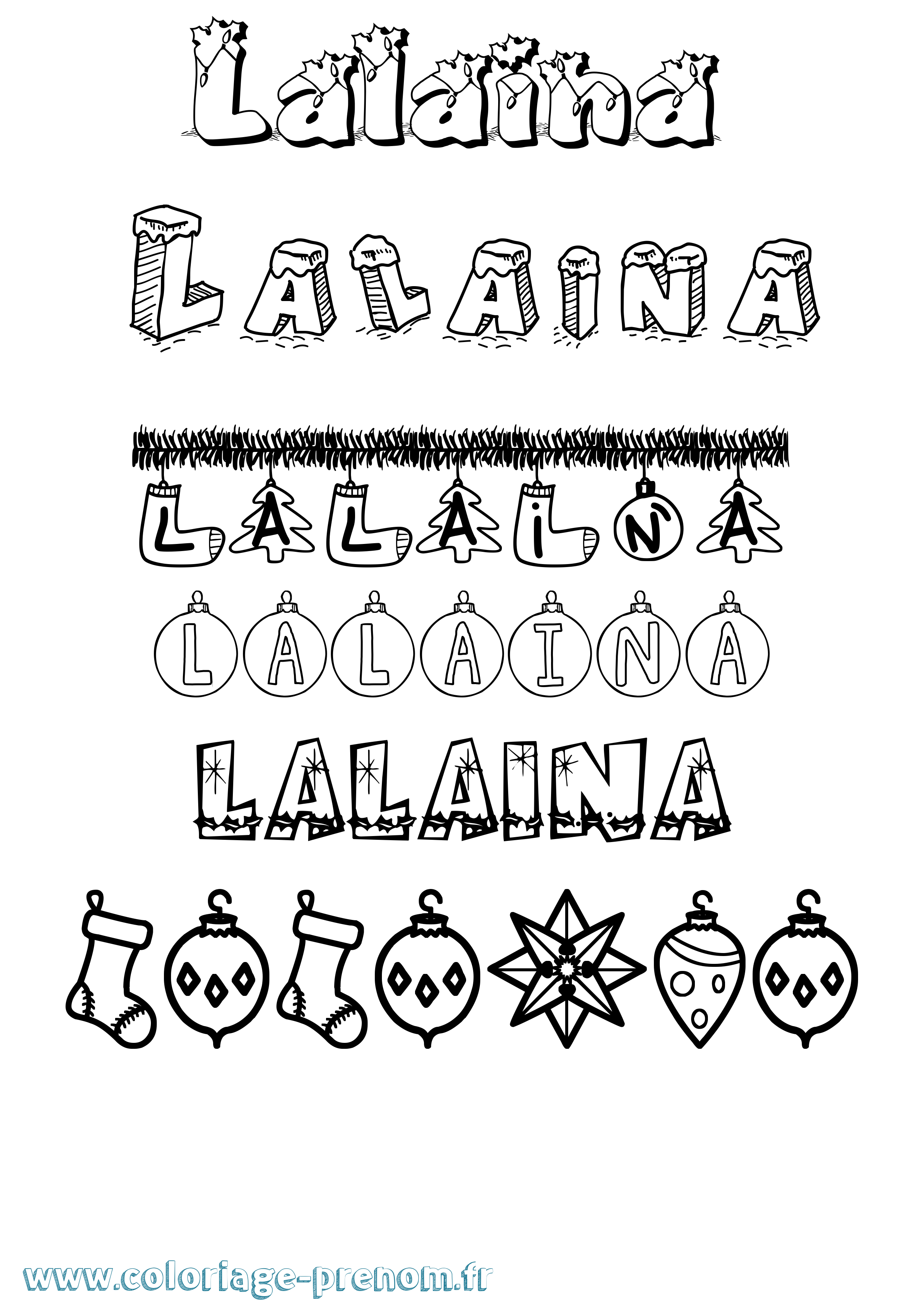 Coloriage Lalaina Noël Coloriage prénom Lalaina Noël