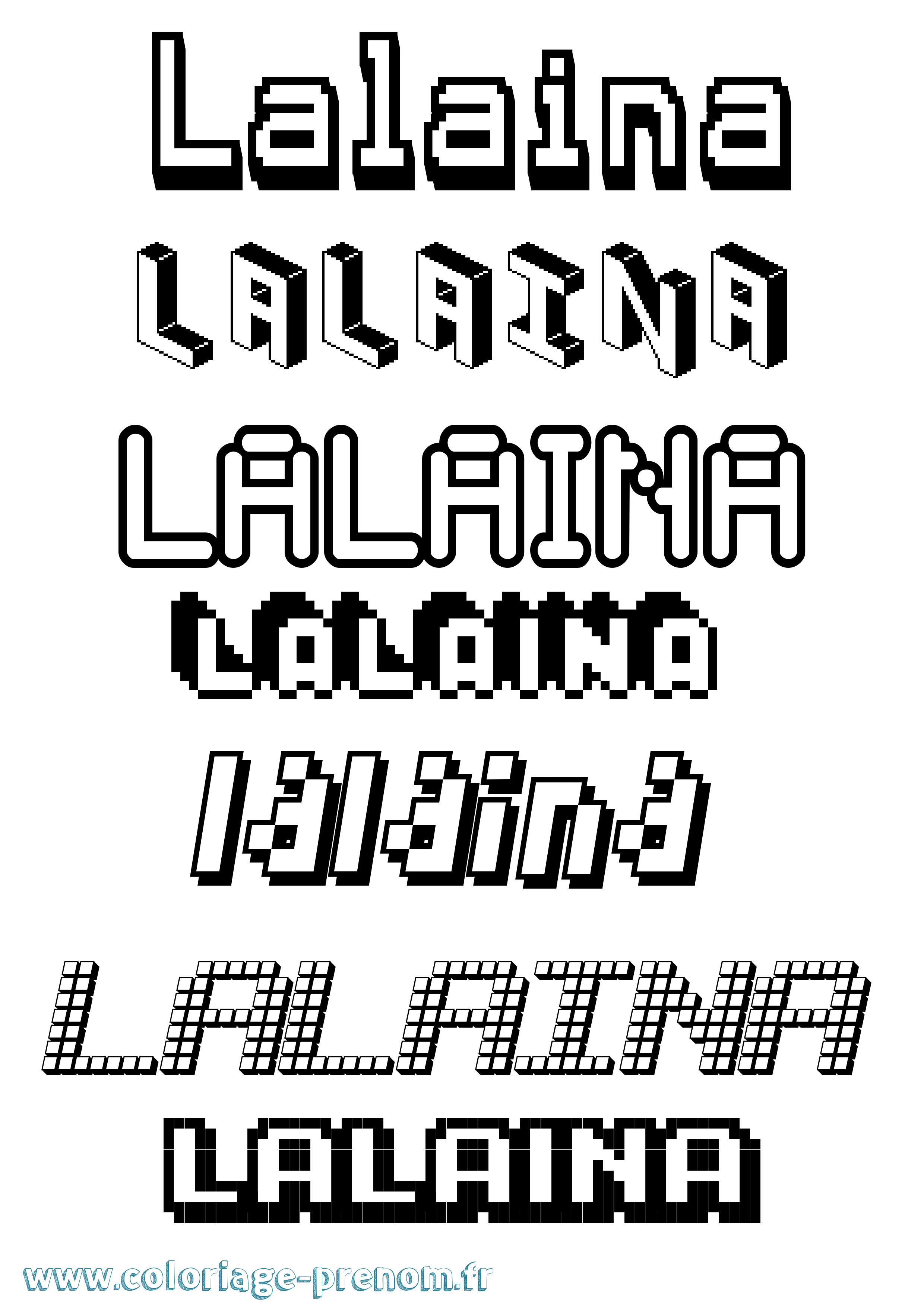 Coloriage Lalaina Pixel Coloriage prénom Lalaina Pixel