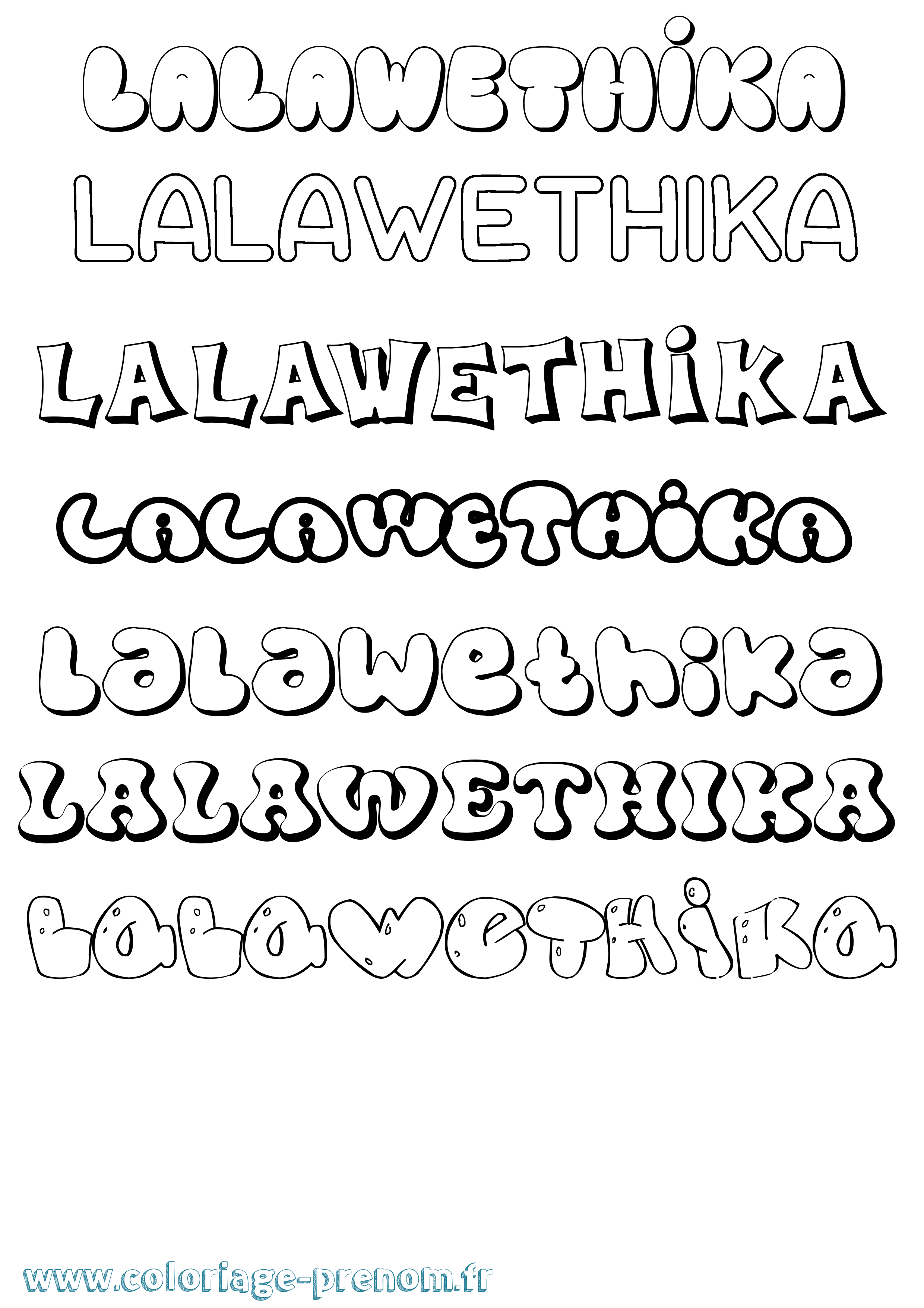 Coloriage prénom Lalawethika Bubble