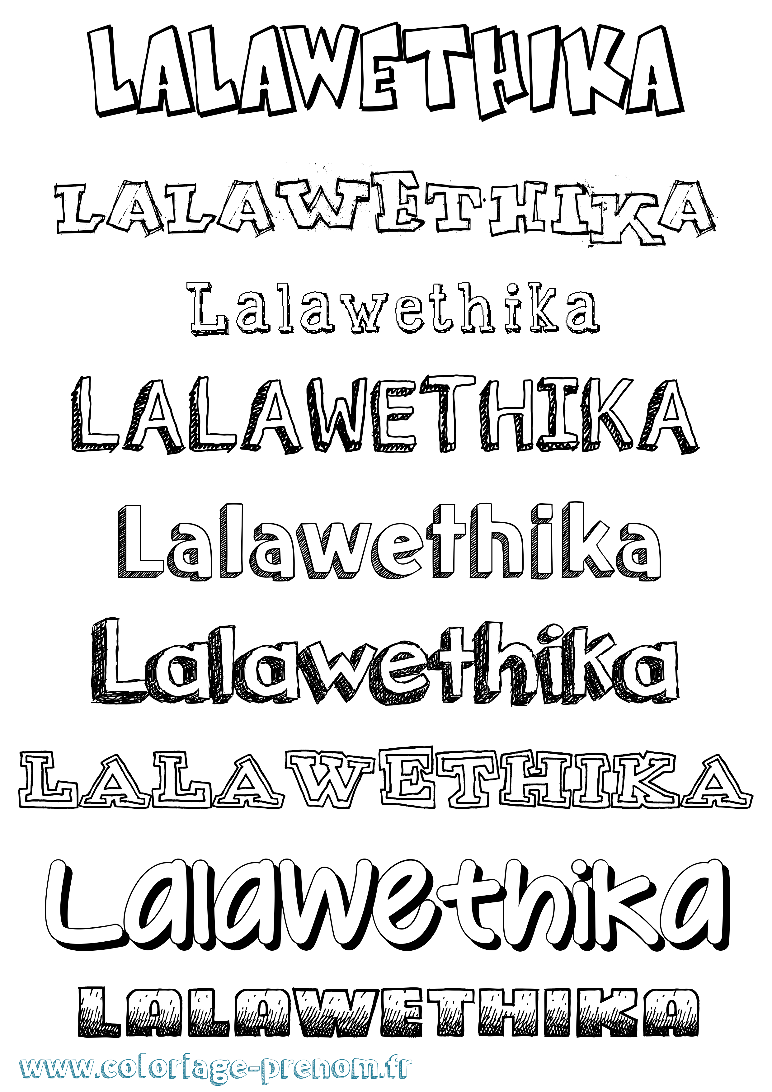 Coloriage prénom Lalawethika Dessiné