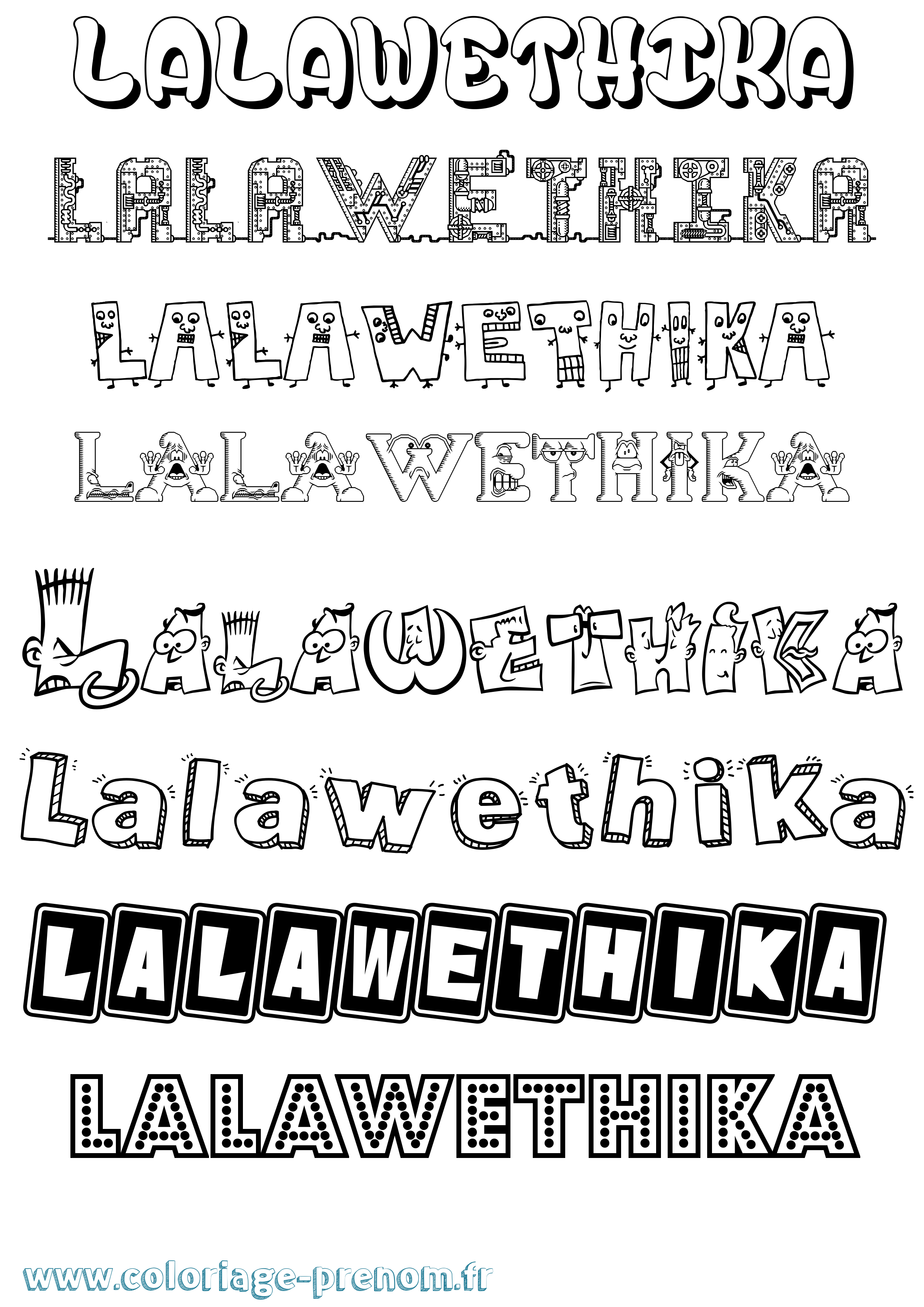 Coloriage prénom Lalawethika Fun
