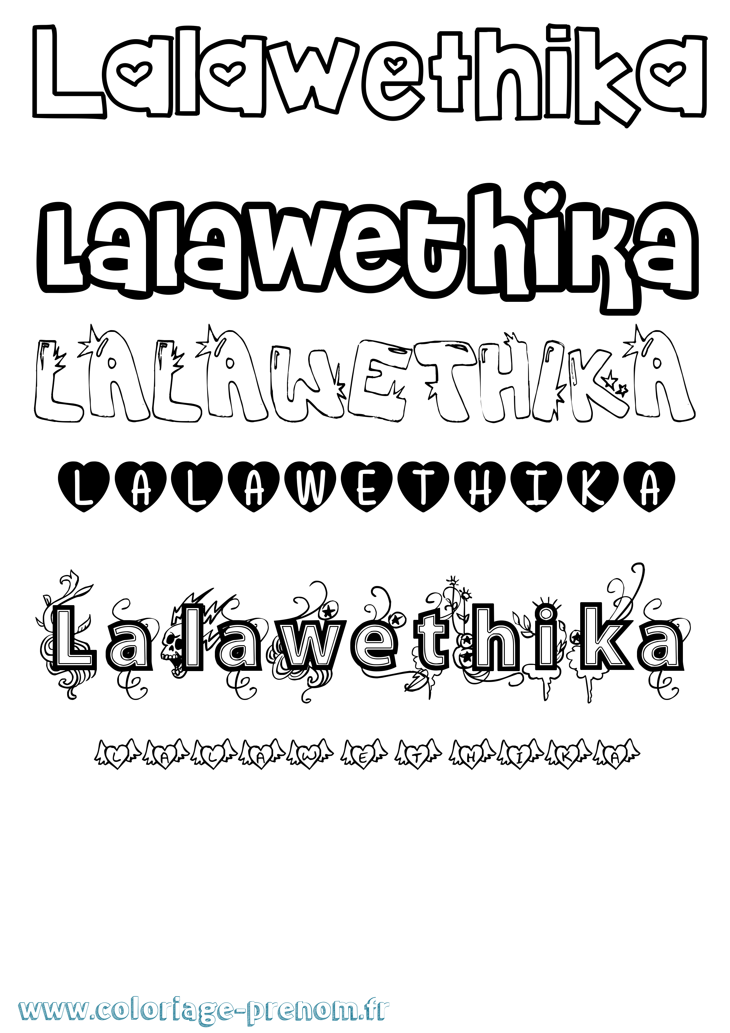 Coloriage prénom Lalawethika Girly