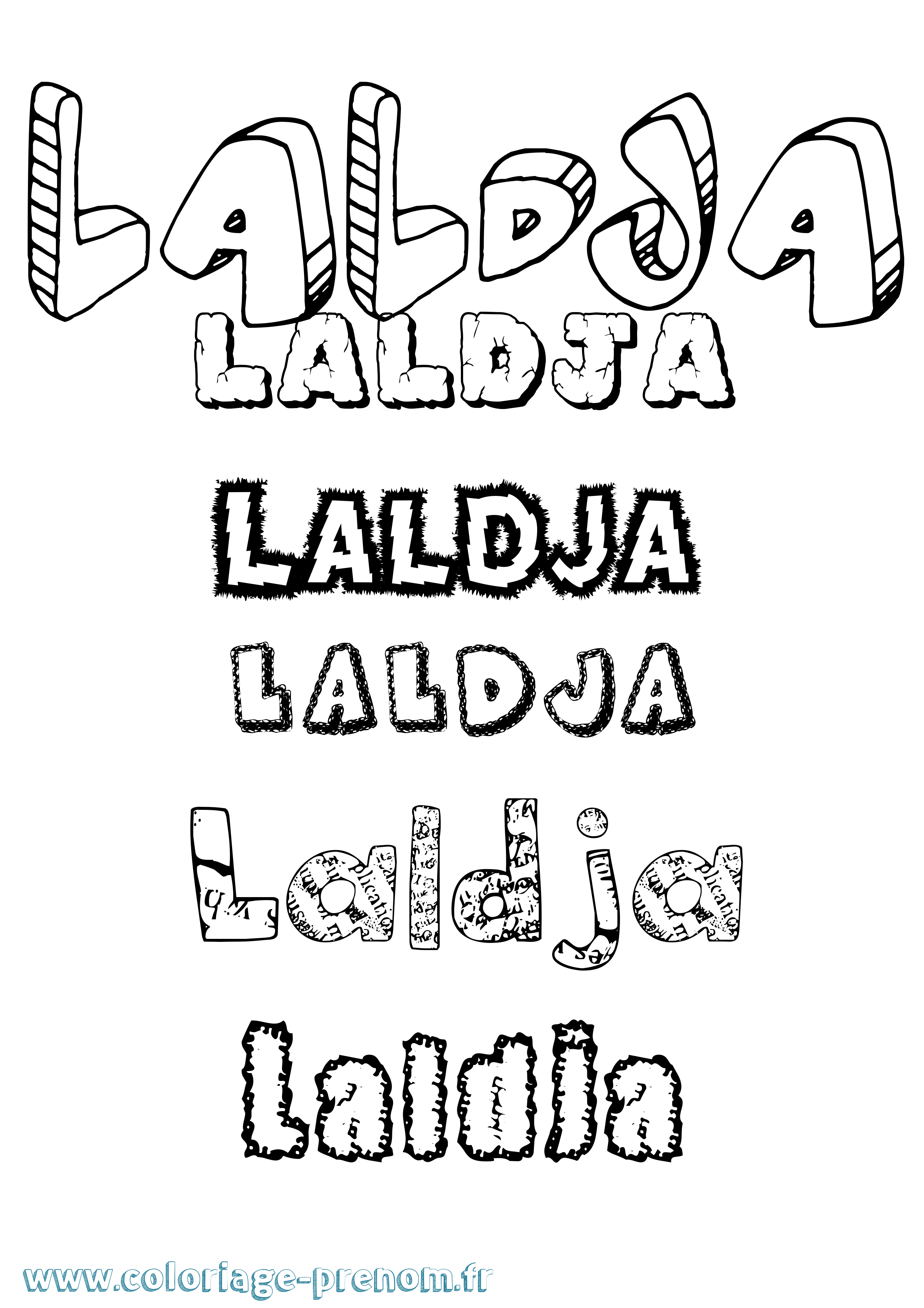 Coloriage Laldja Destructuré Coloriage prénom Laldja Destructuré