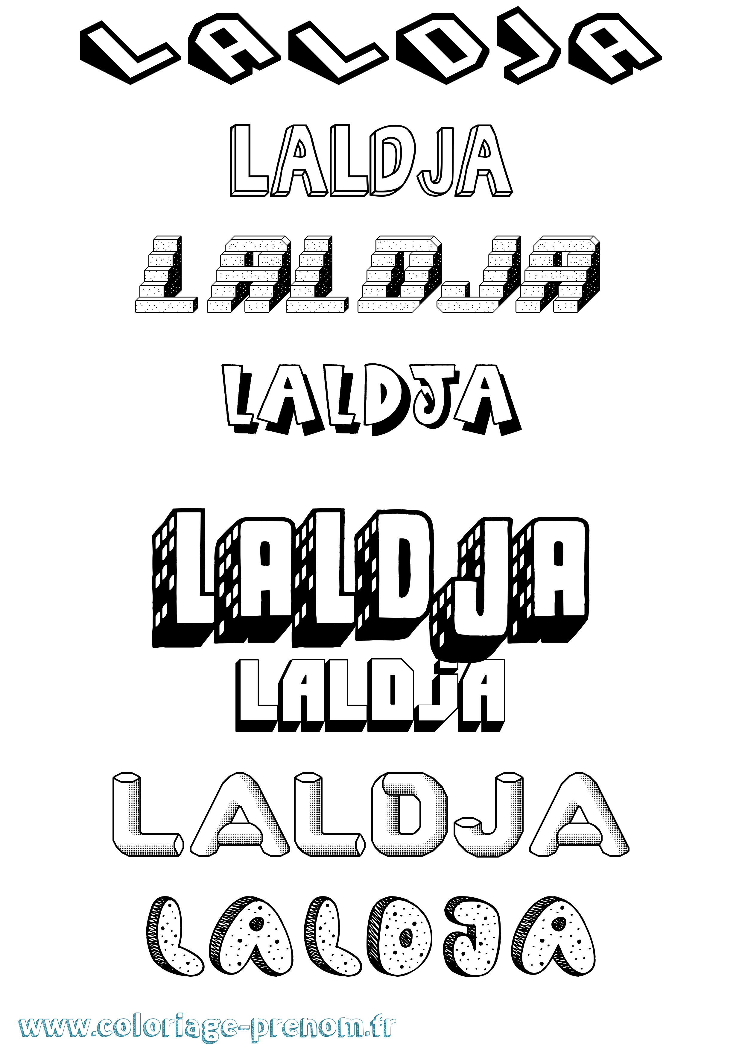 Coloriage Laldja Effet 3D Coloriage prénom Laldja Effet 3D