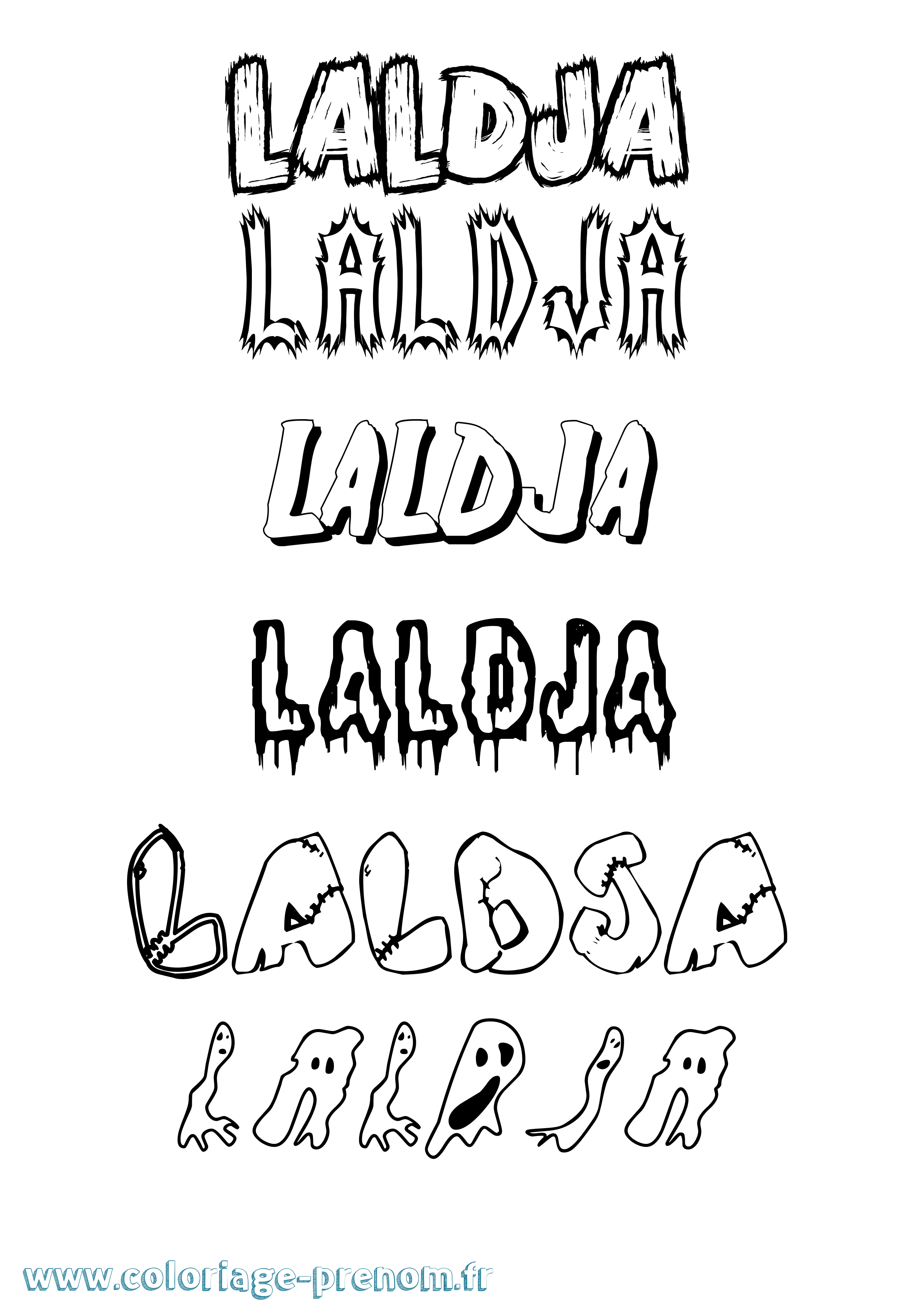 Coloriage prénom Laldja Frisson