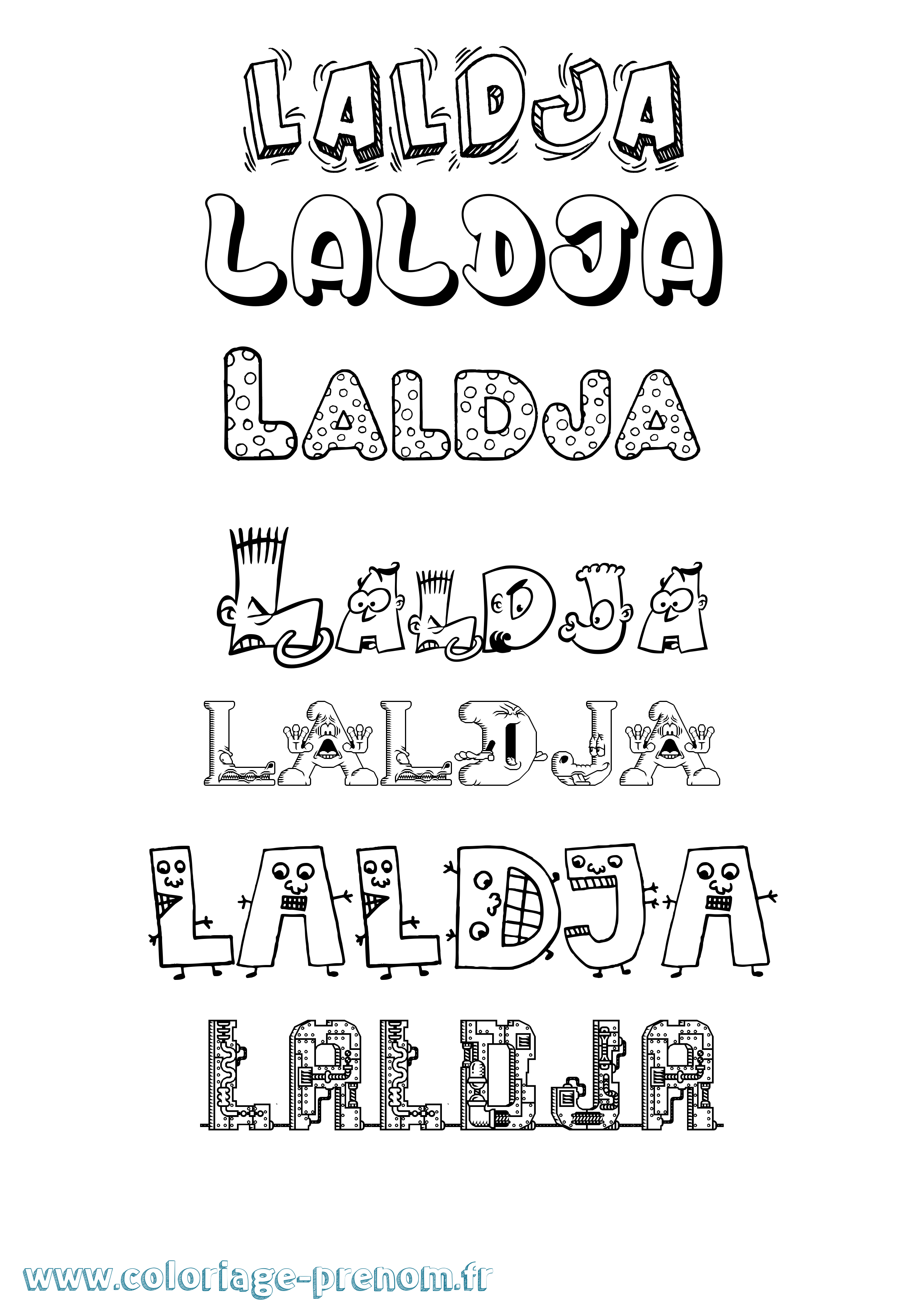 Coloriage prénom Laldja Fun