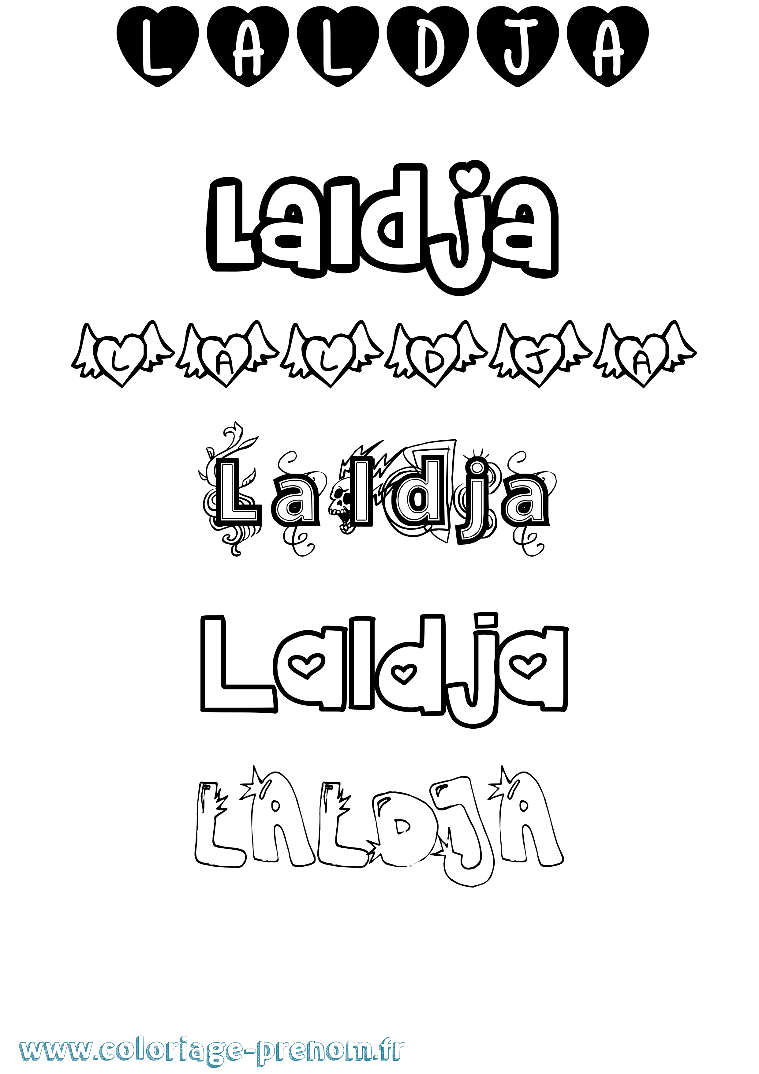 Coloriage prénom Laldja Girly