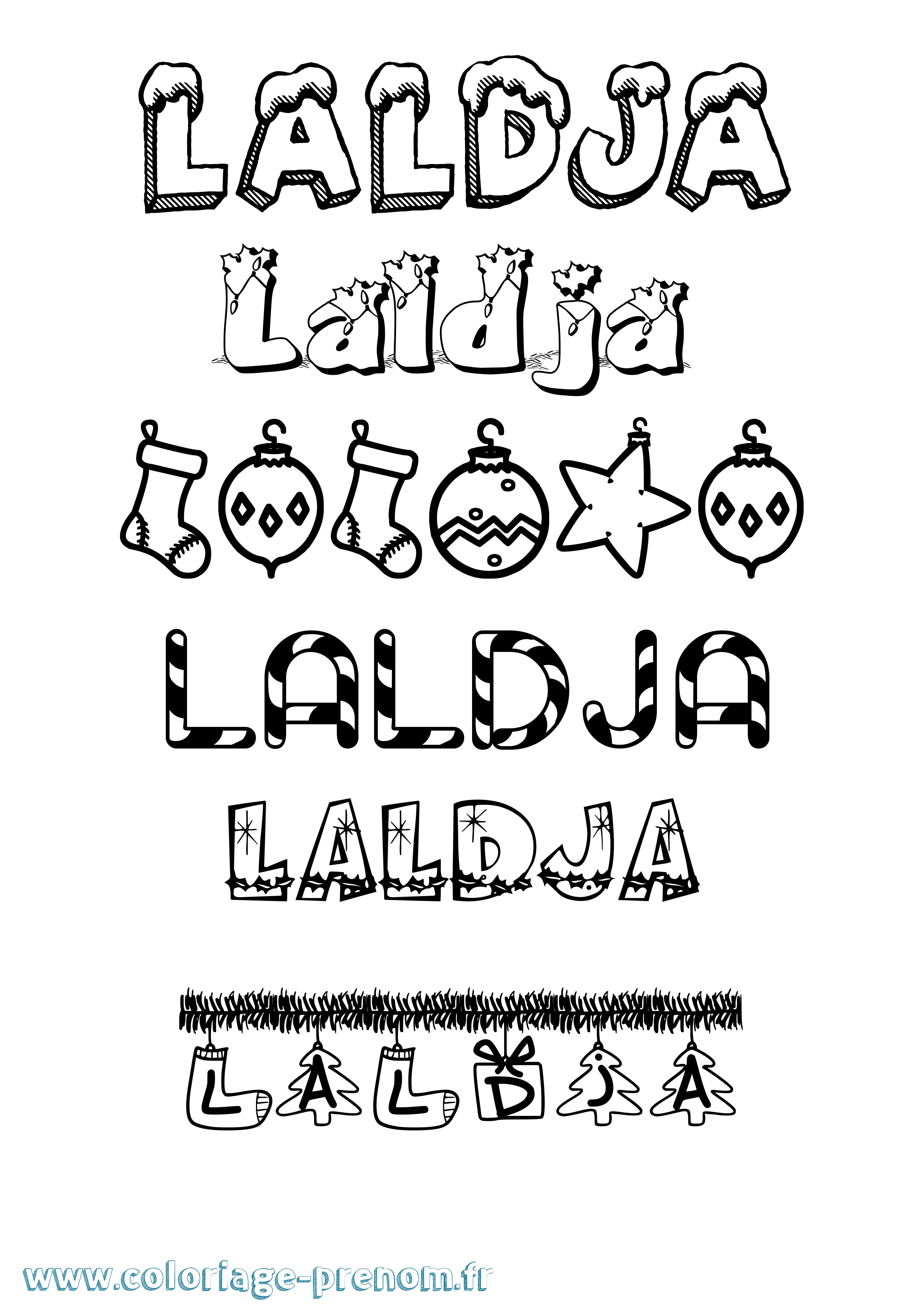 Coloriage Laldja Noël Coloriage prénom Laldja Noël