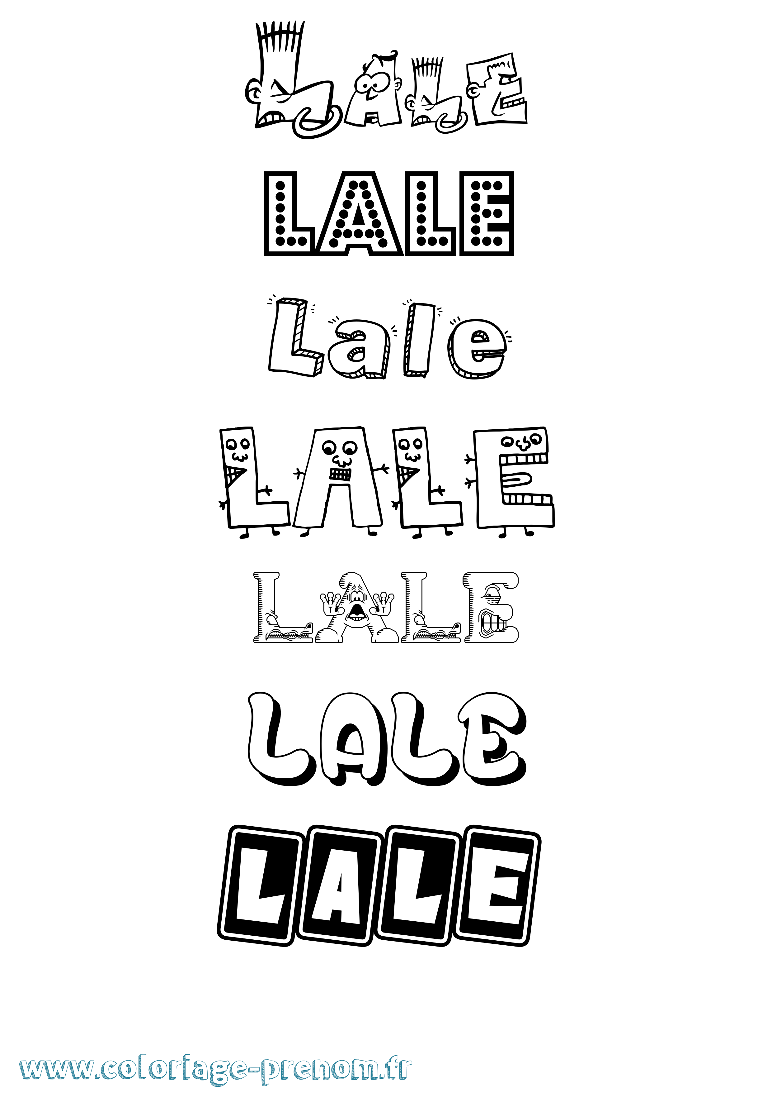 Coloriage prénom Lale Fun