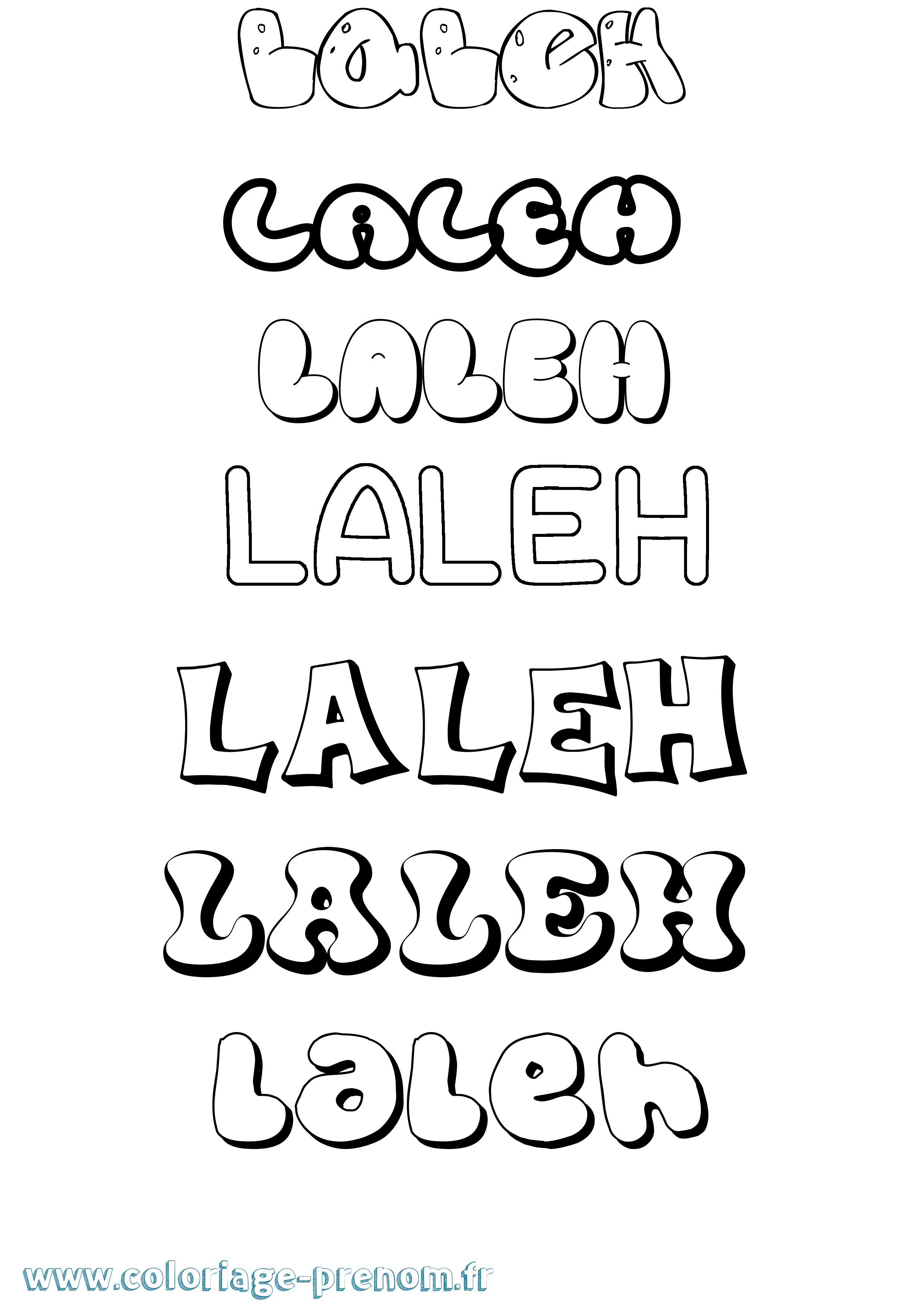 Coloriage prénom Laleh Bubble