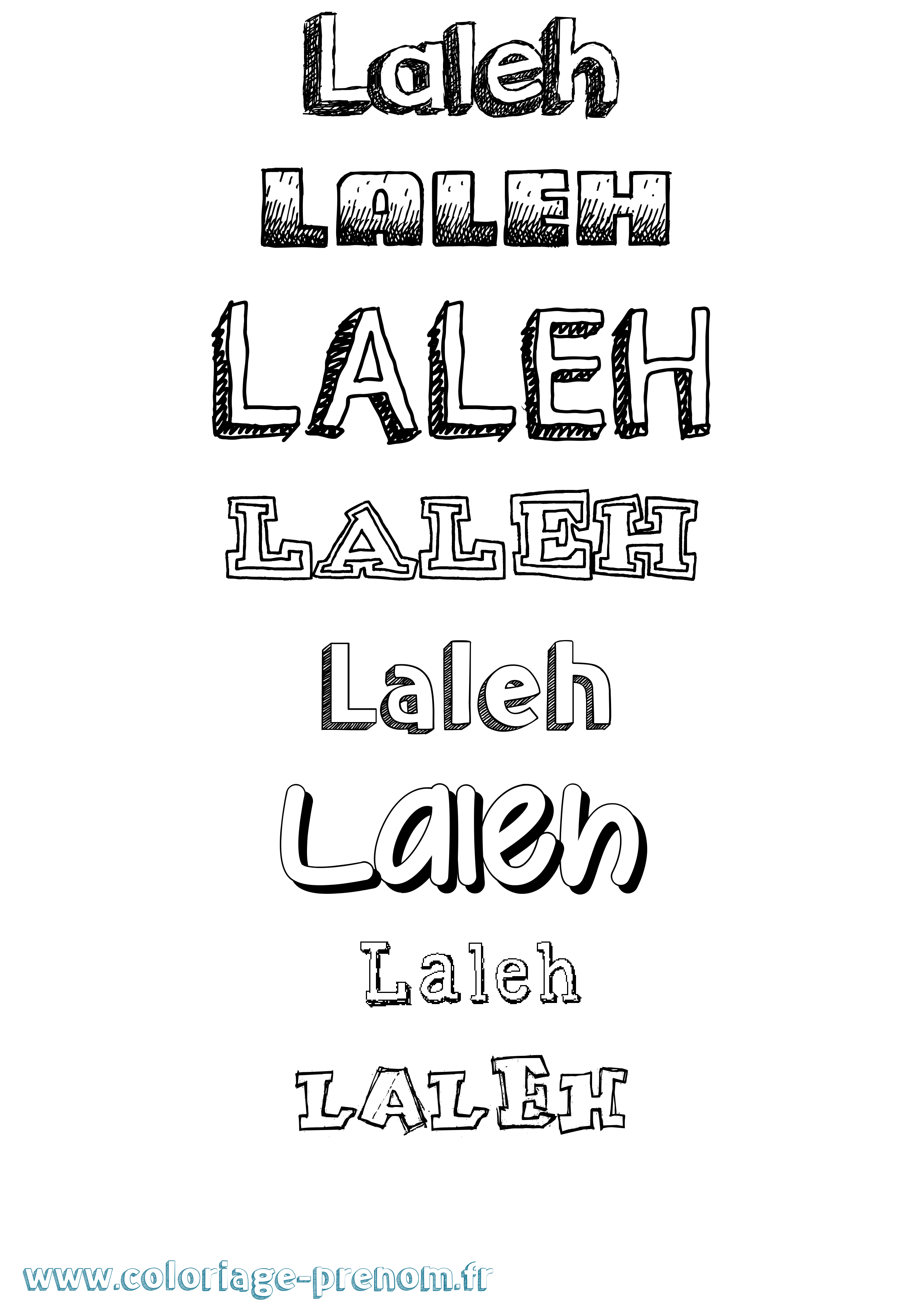 Coloriage prénom Laleh Dessiné