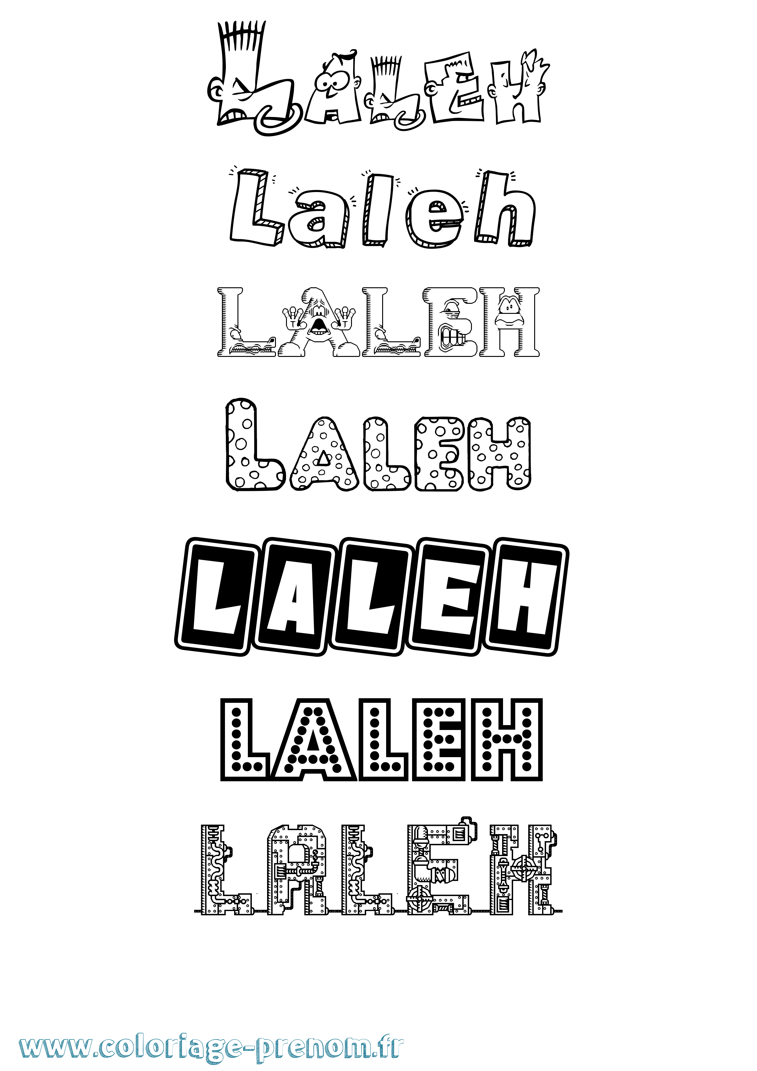 Coloriage prénom Laleh Fun