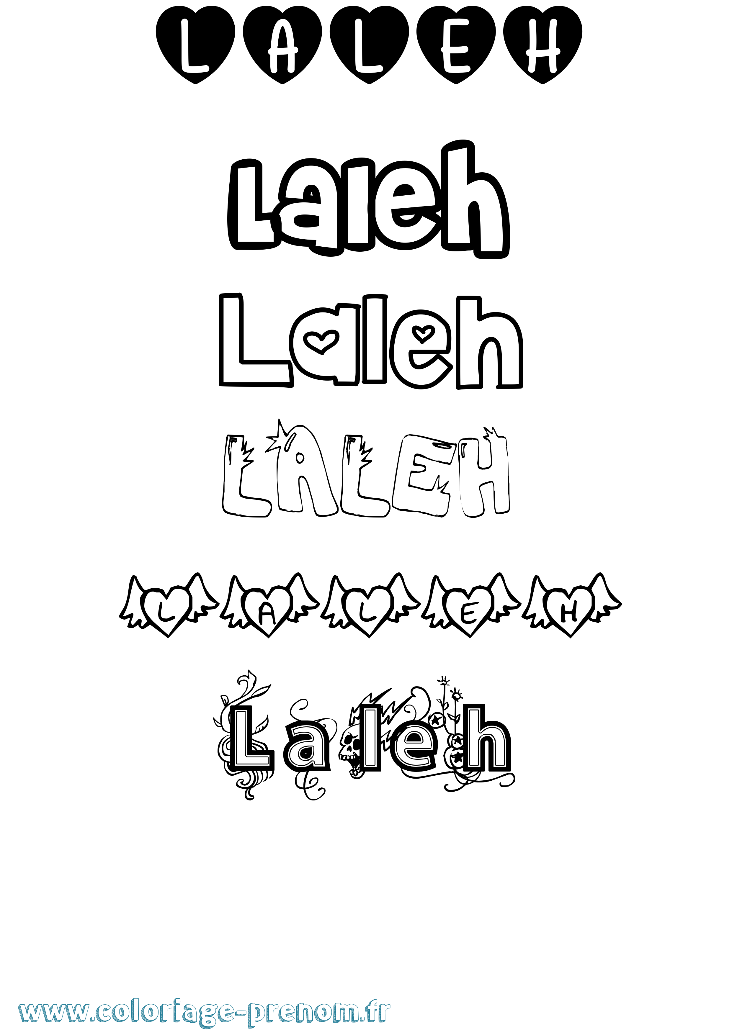 Coloriage prénom Laleh Girly