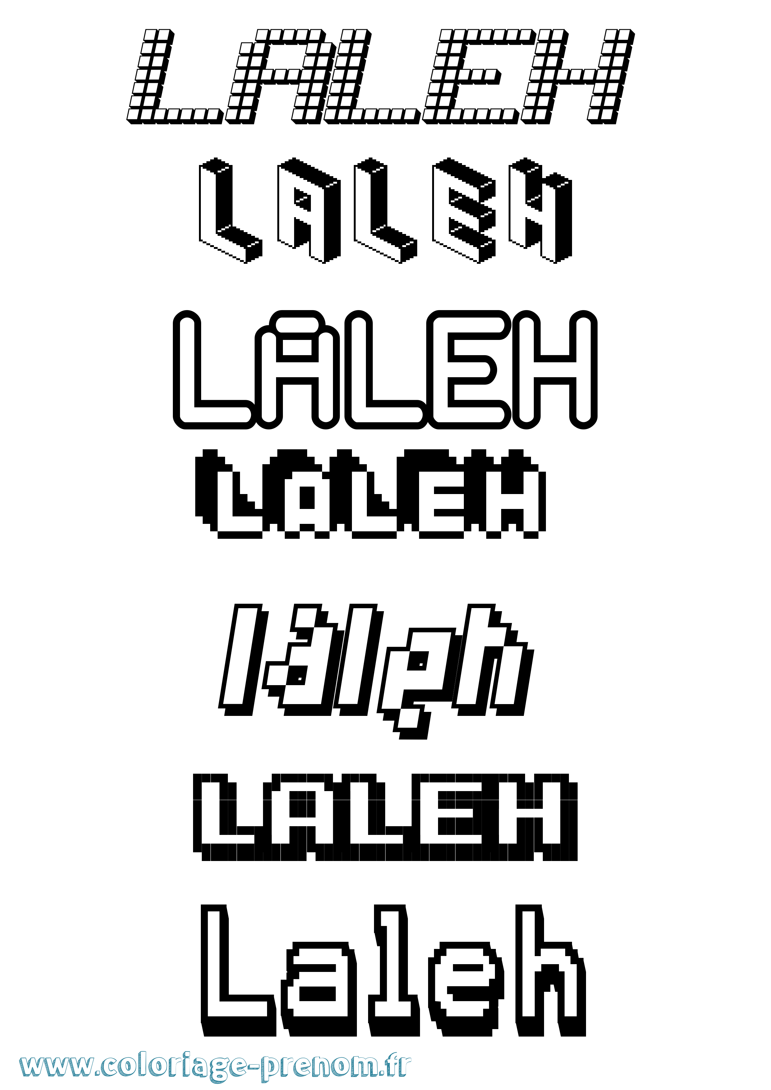 Coloriage prénom Laleh Pixel