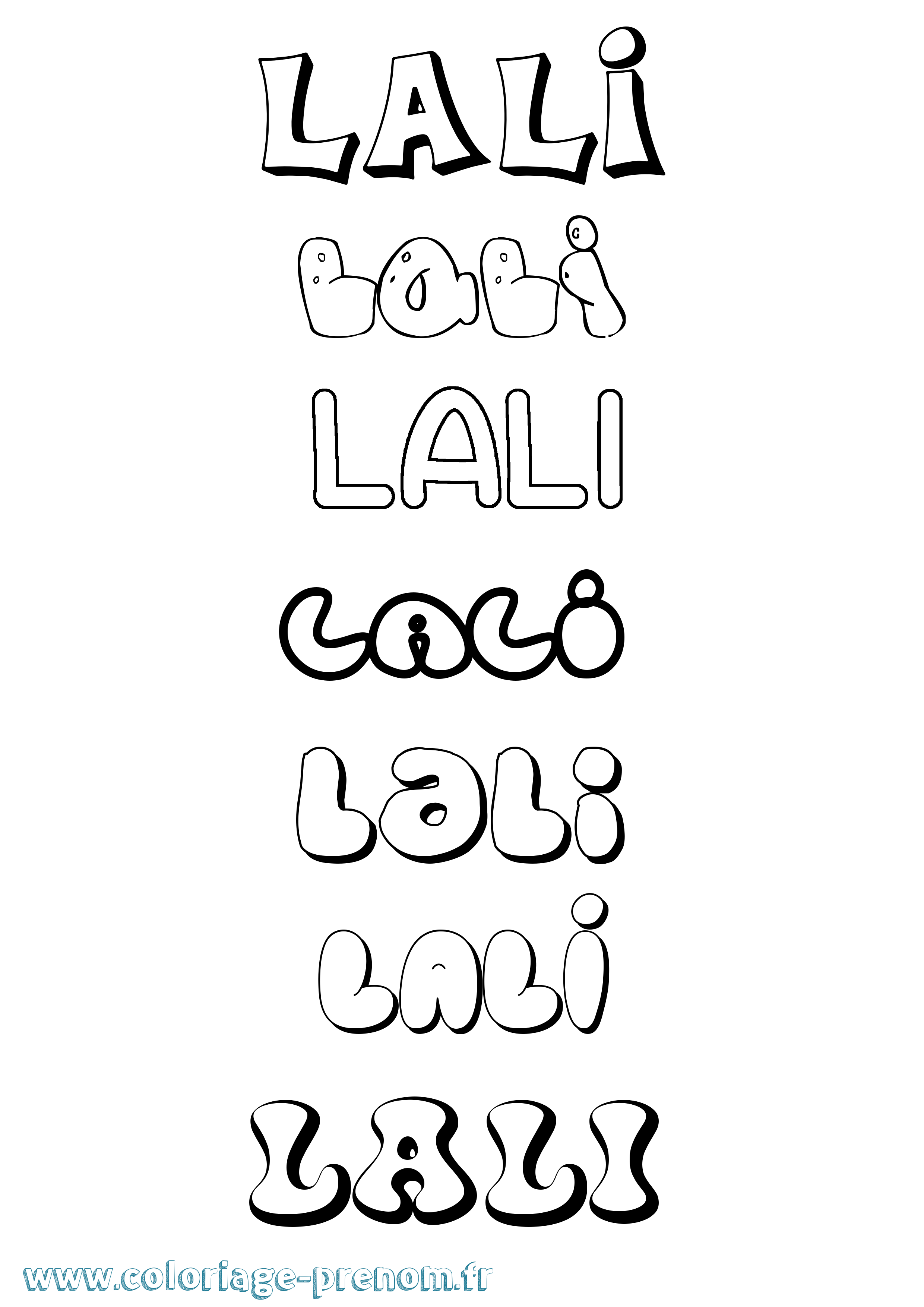 Coloriage Lali Bubble Coloriage prénom Lali Bubble