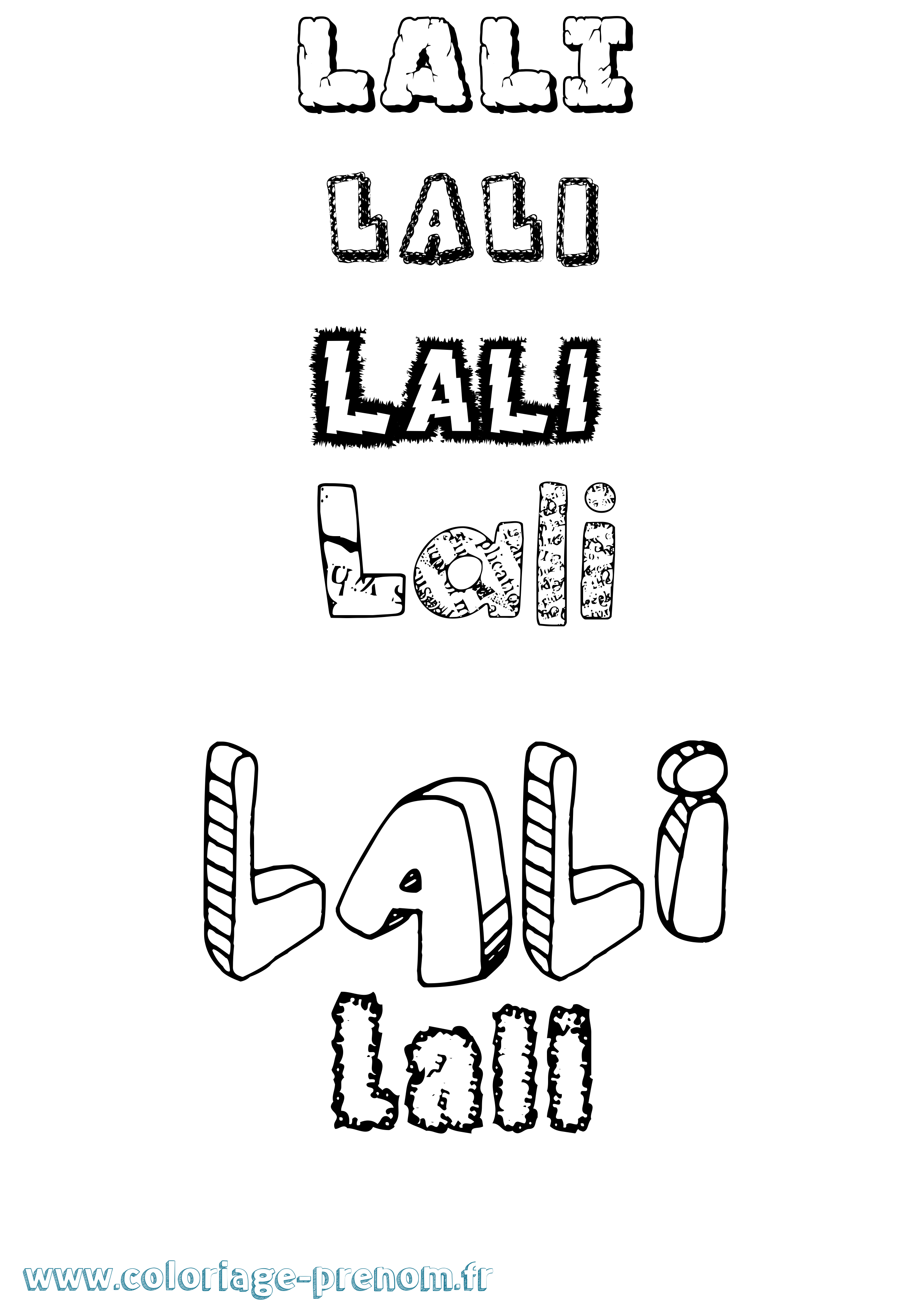 Coloriage Lali Destructuré Coloriage prénom Lali Destructuré