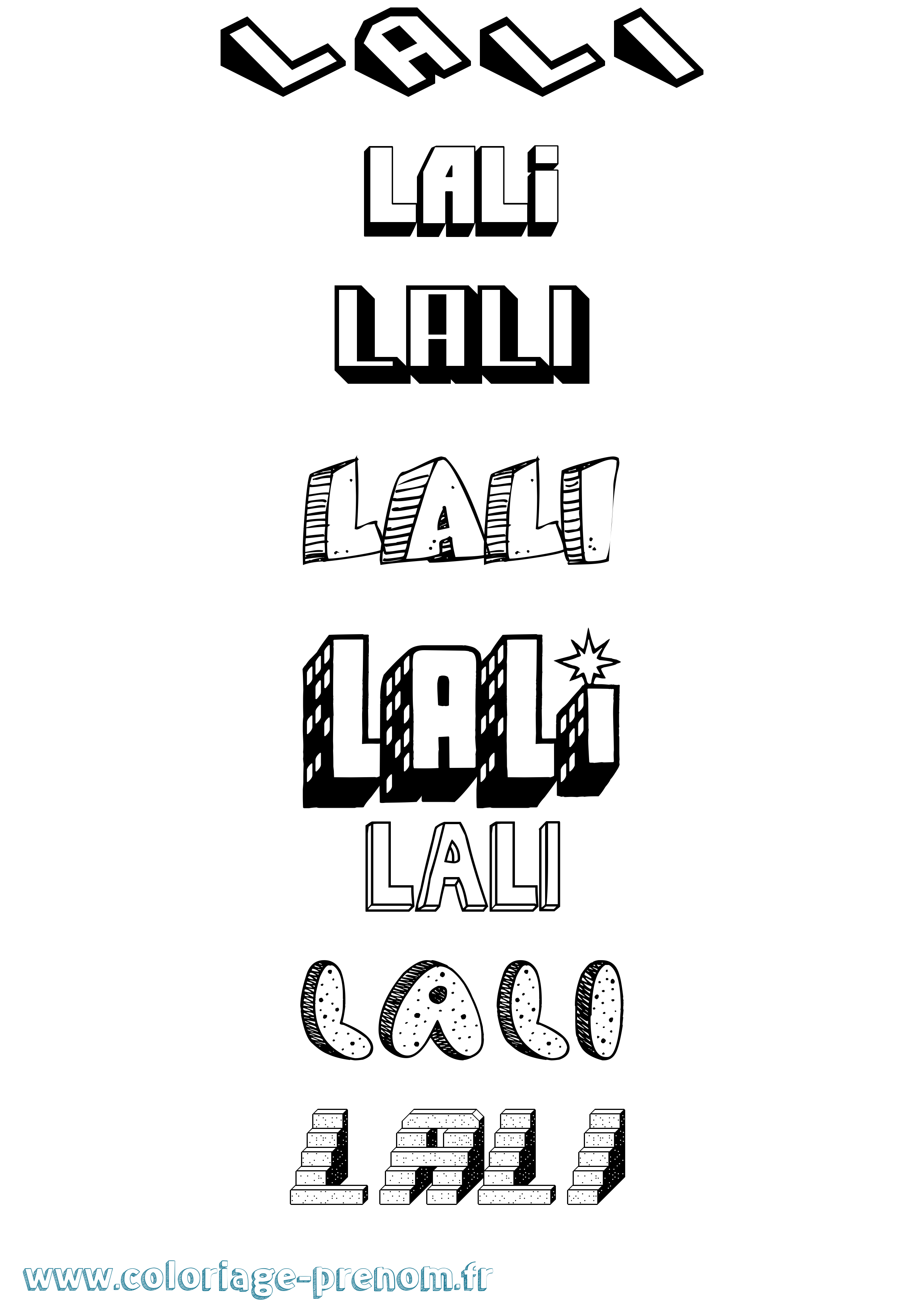 Coloriage Lali Effet 3D Coloriage prénom Lali Effet 3D