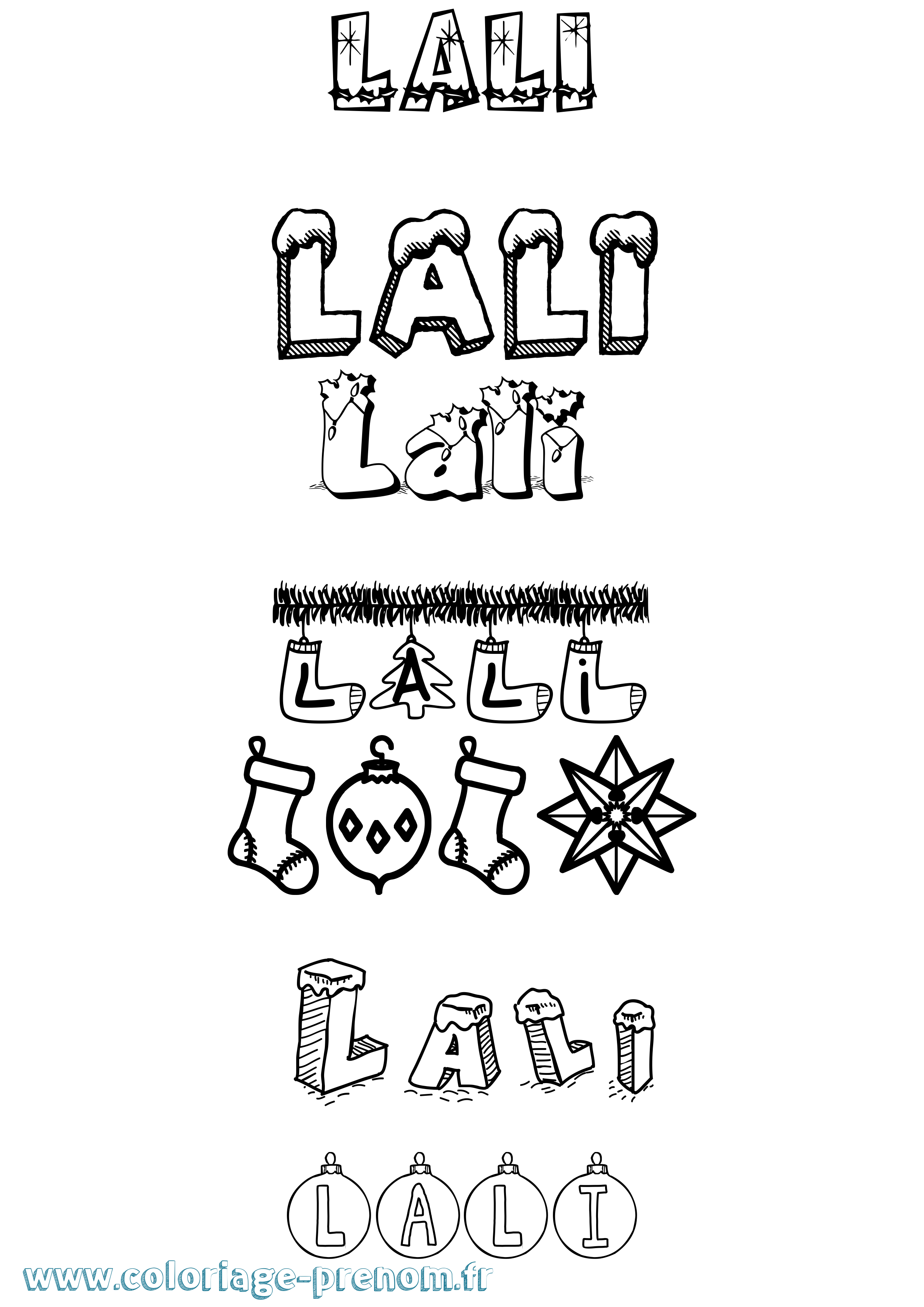 Coloriage Lali Noël Coloriage prénom Lali Noël