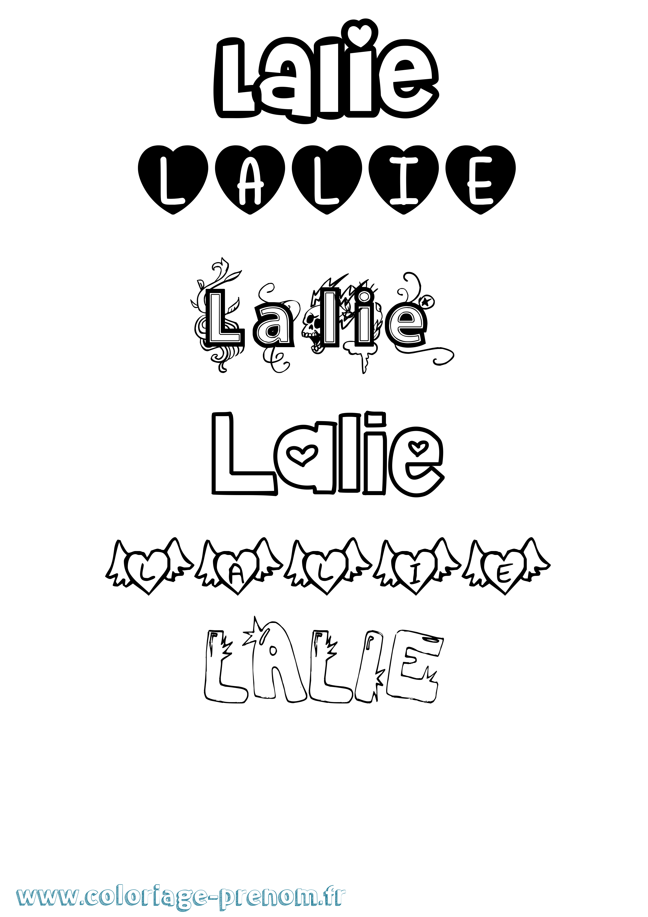 Coloriage prénom Lalie Girly