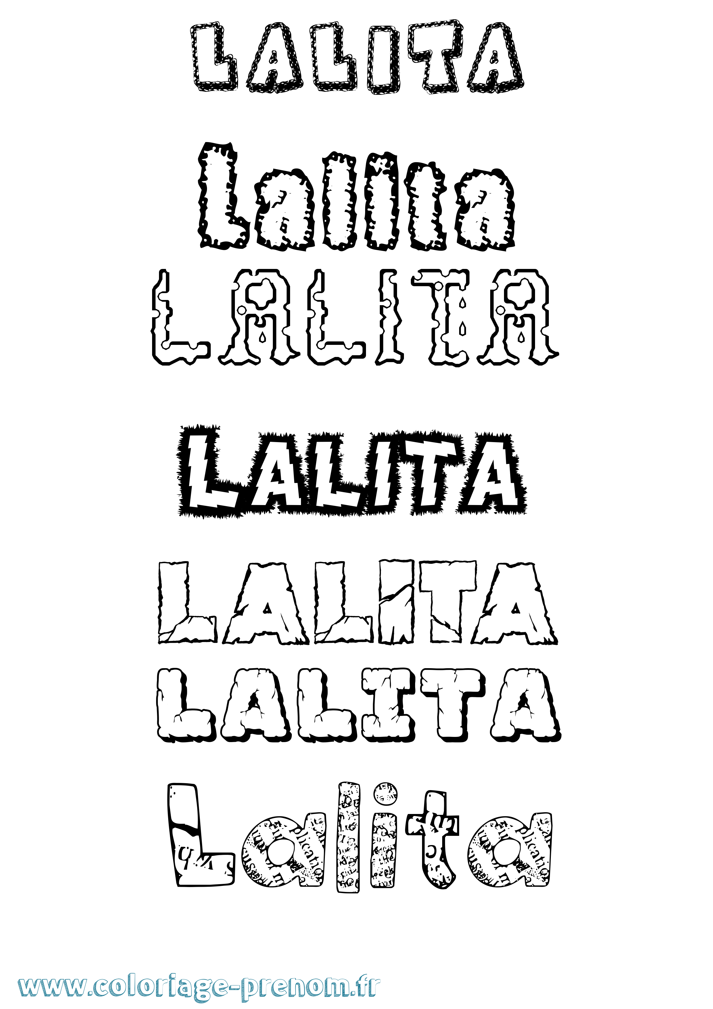 Coloriage prénom Lalita Destructuré