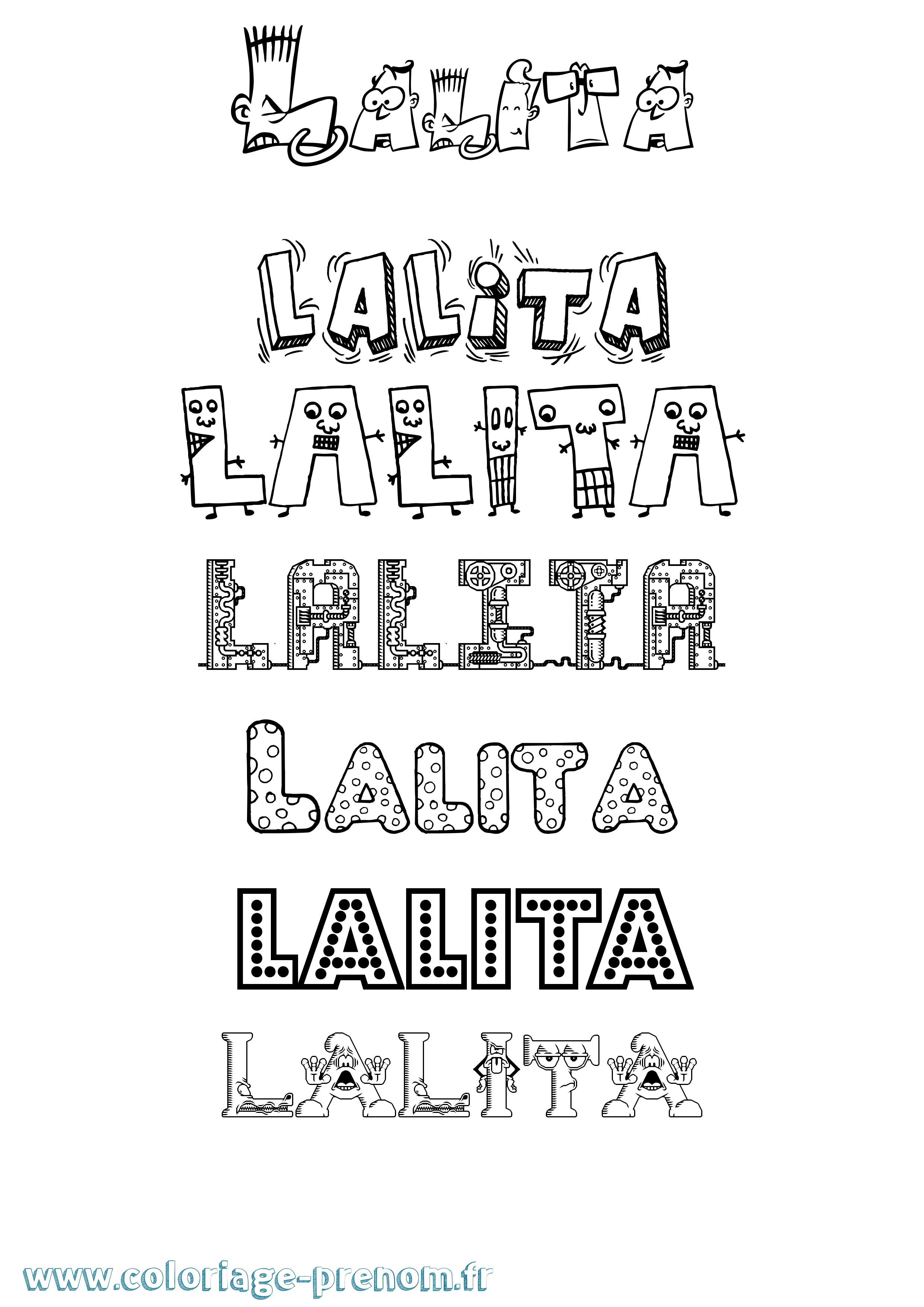 Coloriage prénom Lalita Fun