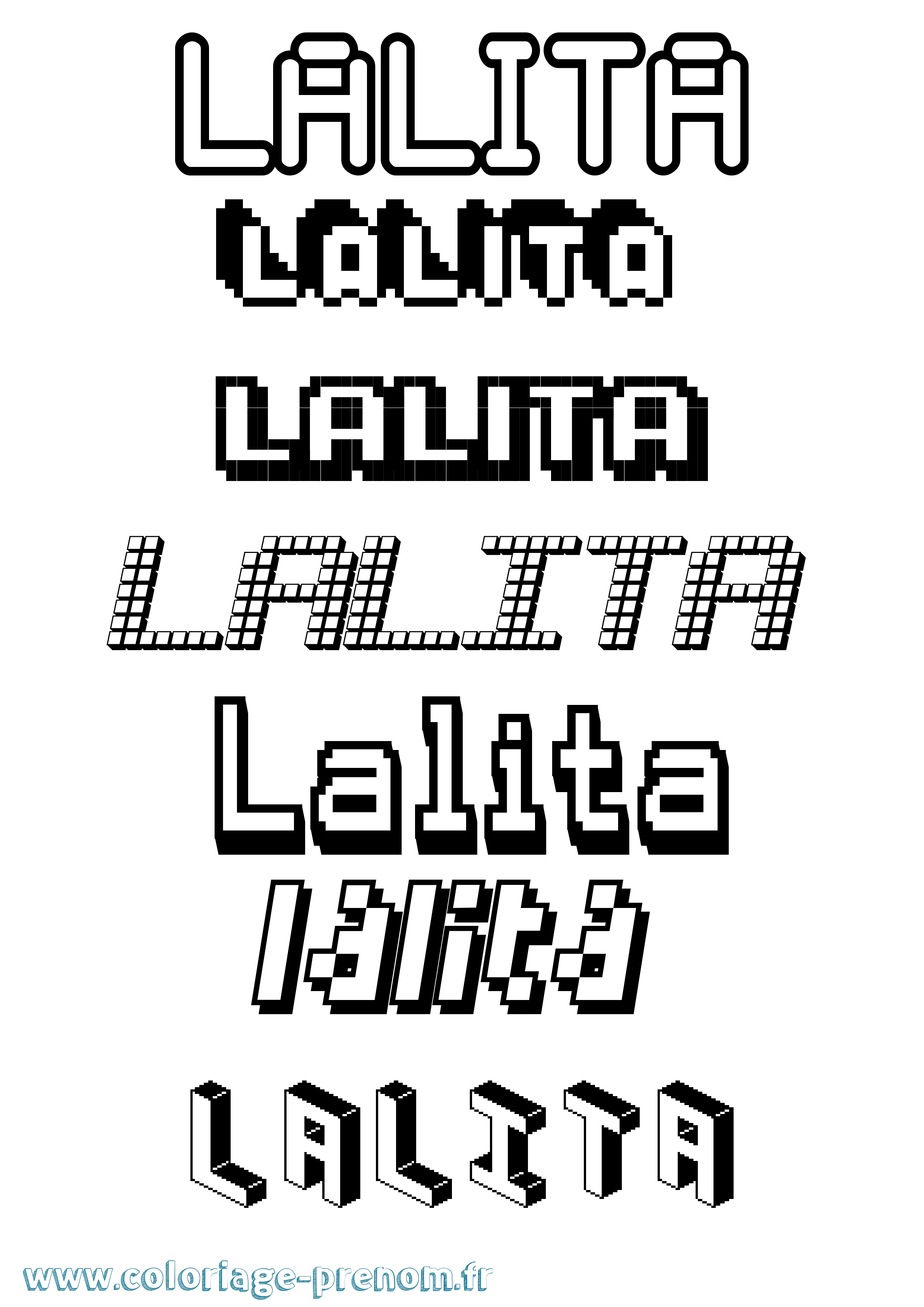 Coloriage prénom Lalita Pixel