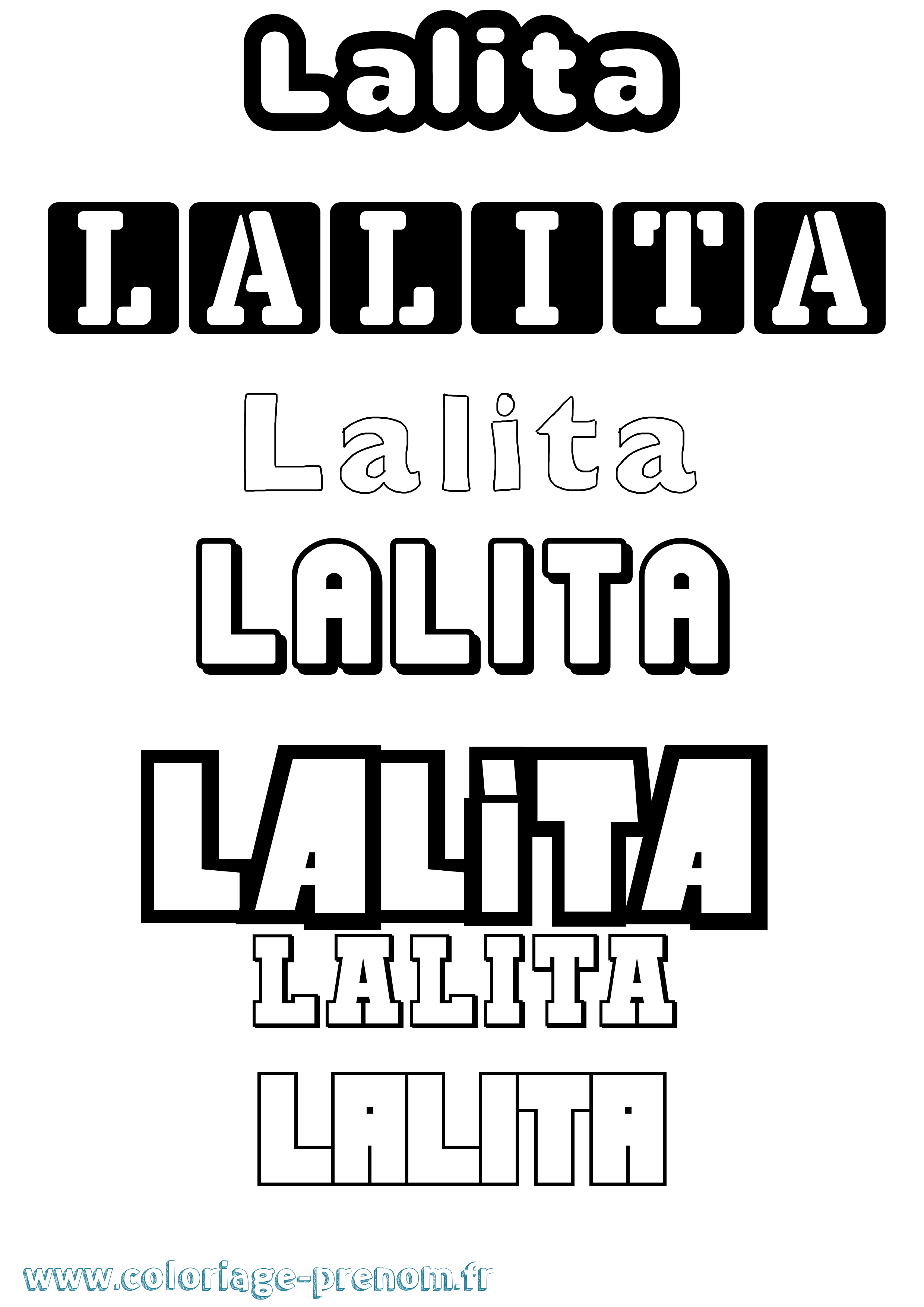 Coloriage prénom Lalita Simple