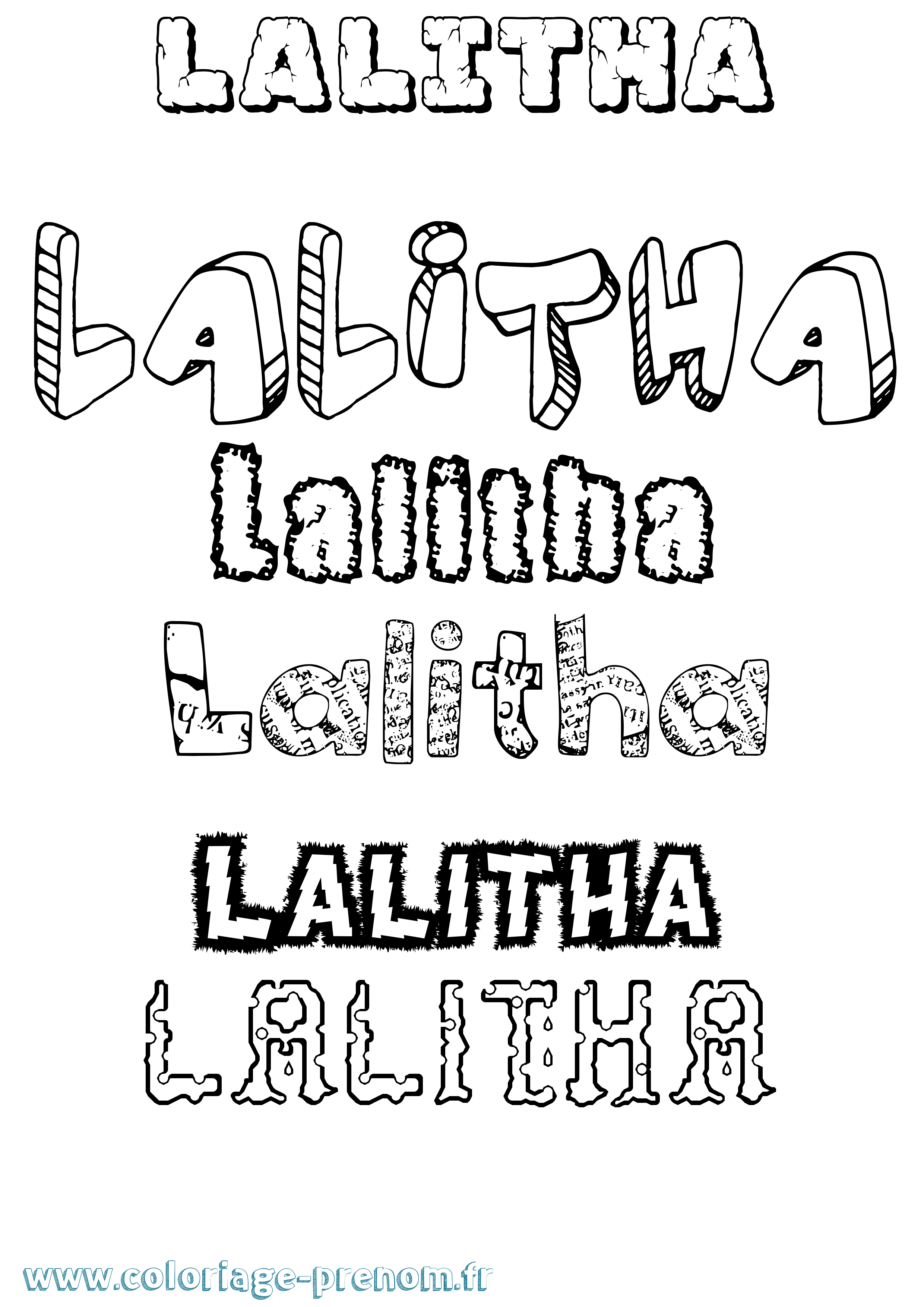 Coloriage prénom Lalitha Destructuré
