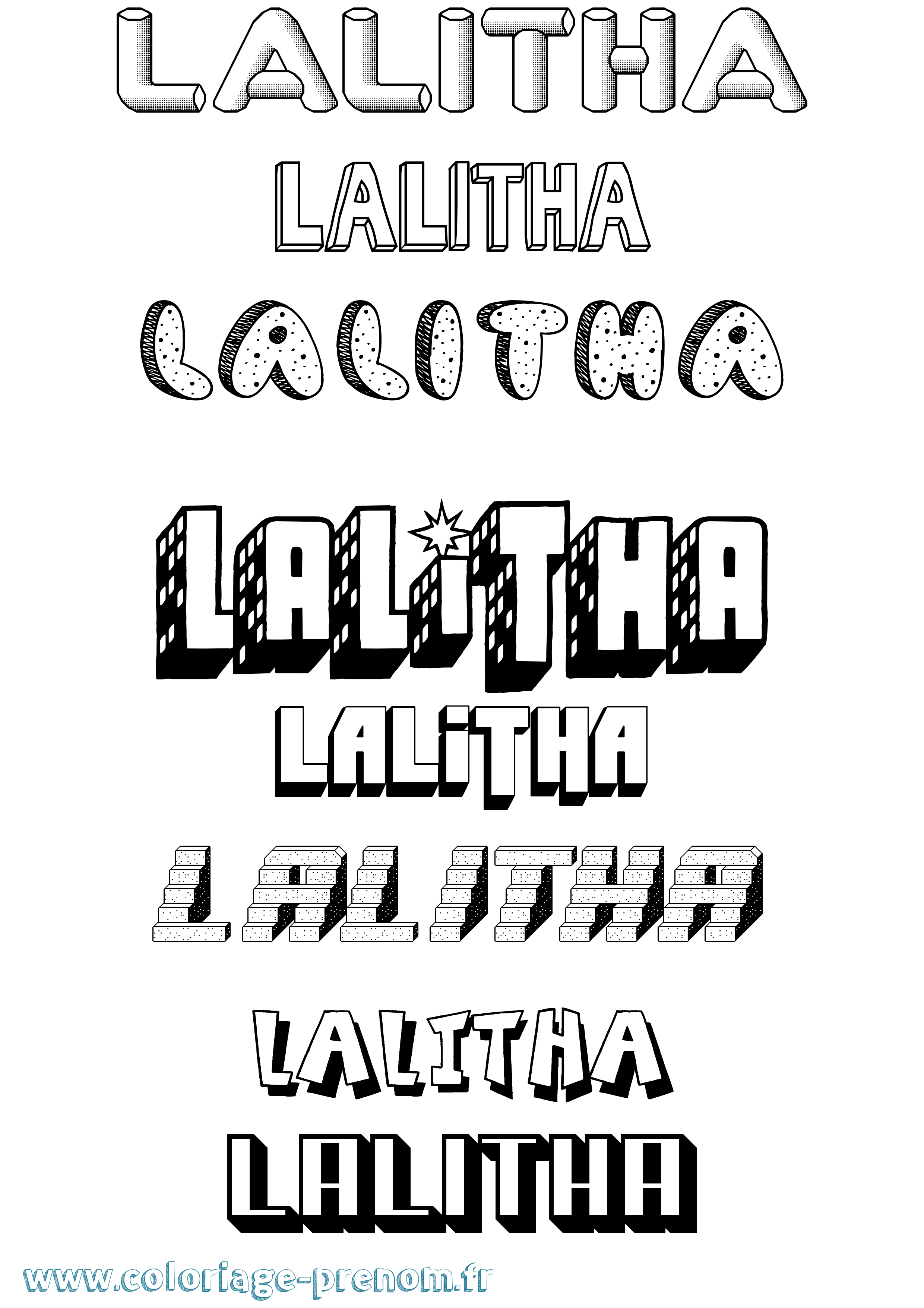 Coloriage prénom Lalitha Effet 3D