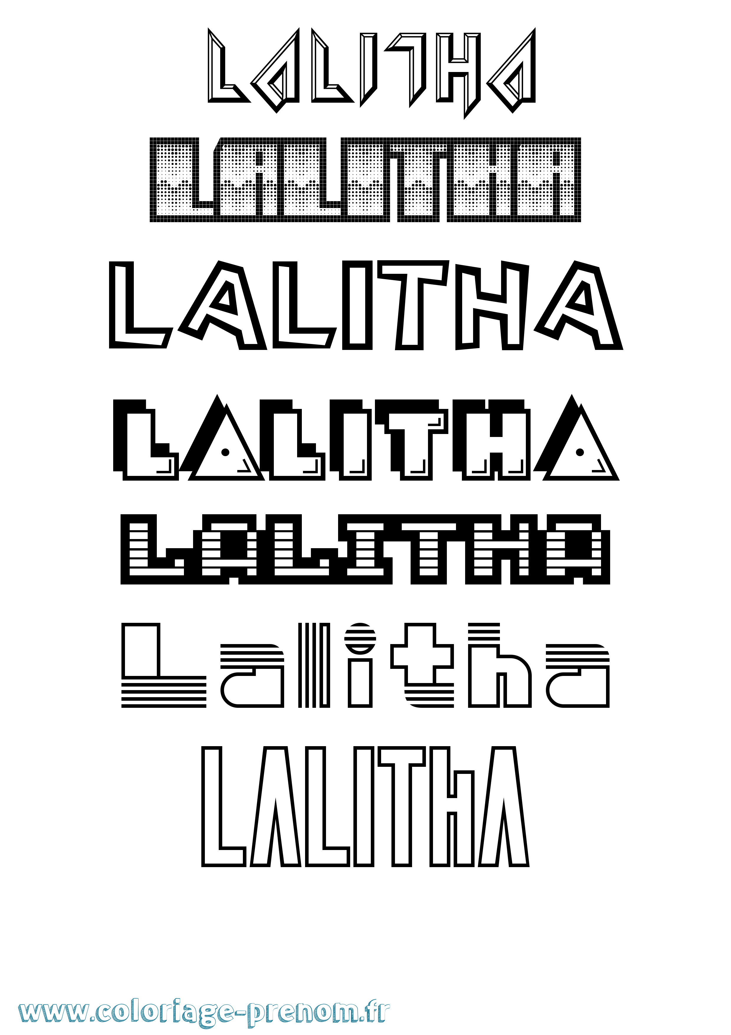 Coloriage prénom Lalitha Jeux Vidéos