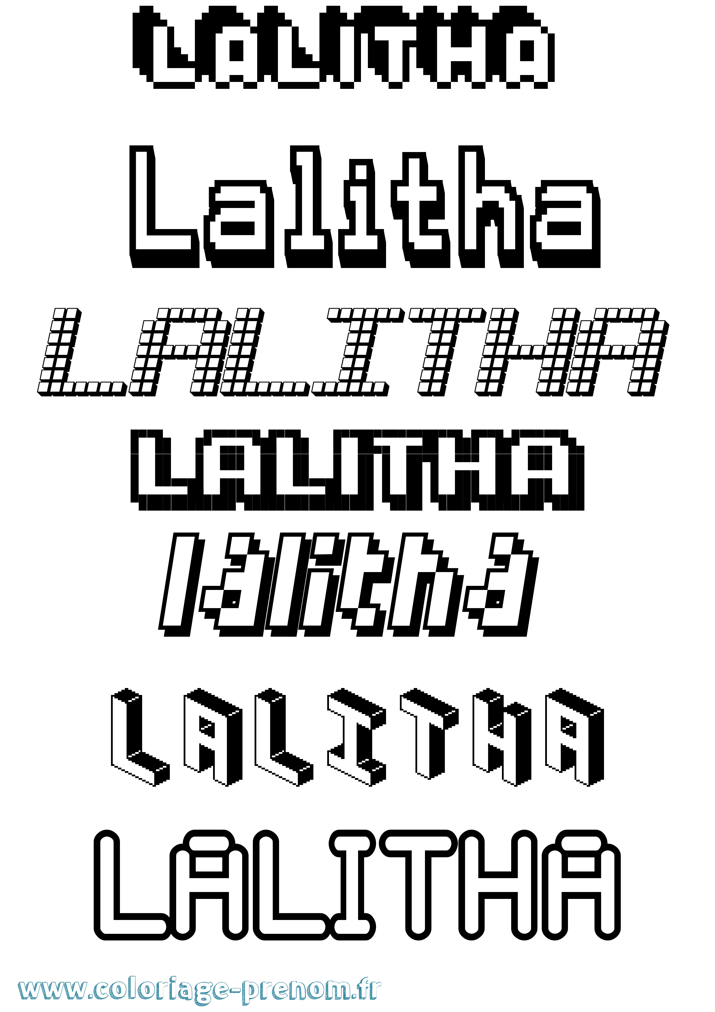 Coloriage prénom Lalitha Pixel