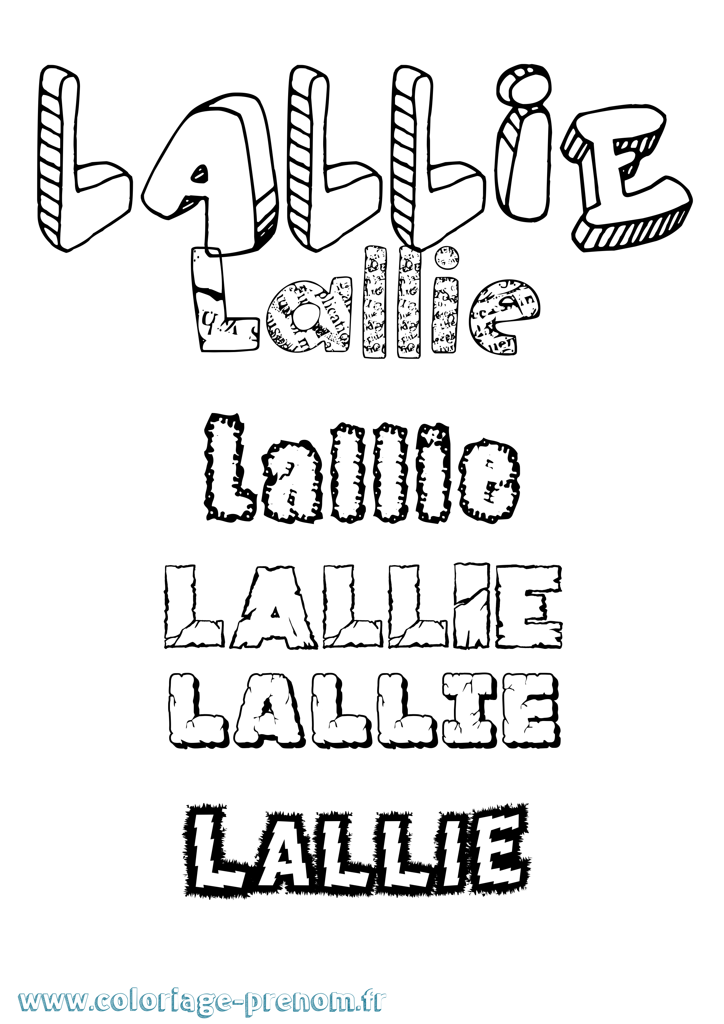 Coloriage Lallie Destructuré Coloriage prénom Lallie Destructuré