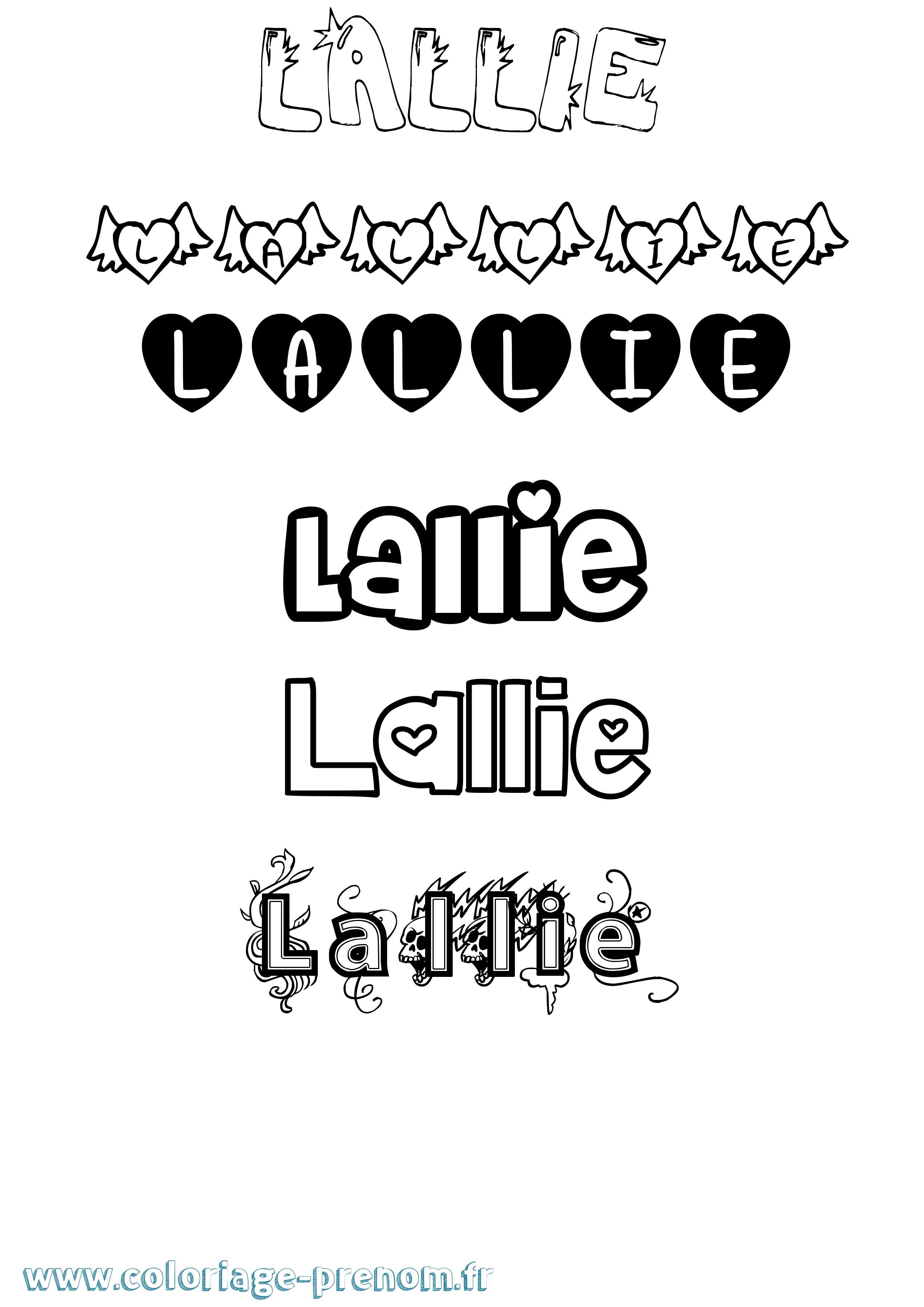 Coloriage Lallie Girly Coloriage prénom Lallie Girly