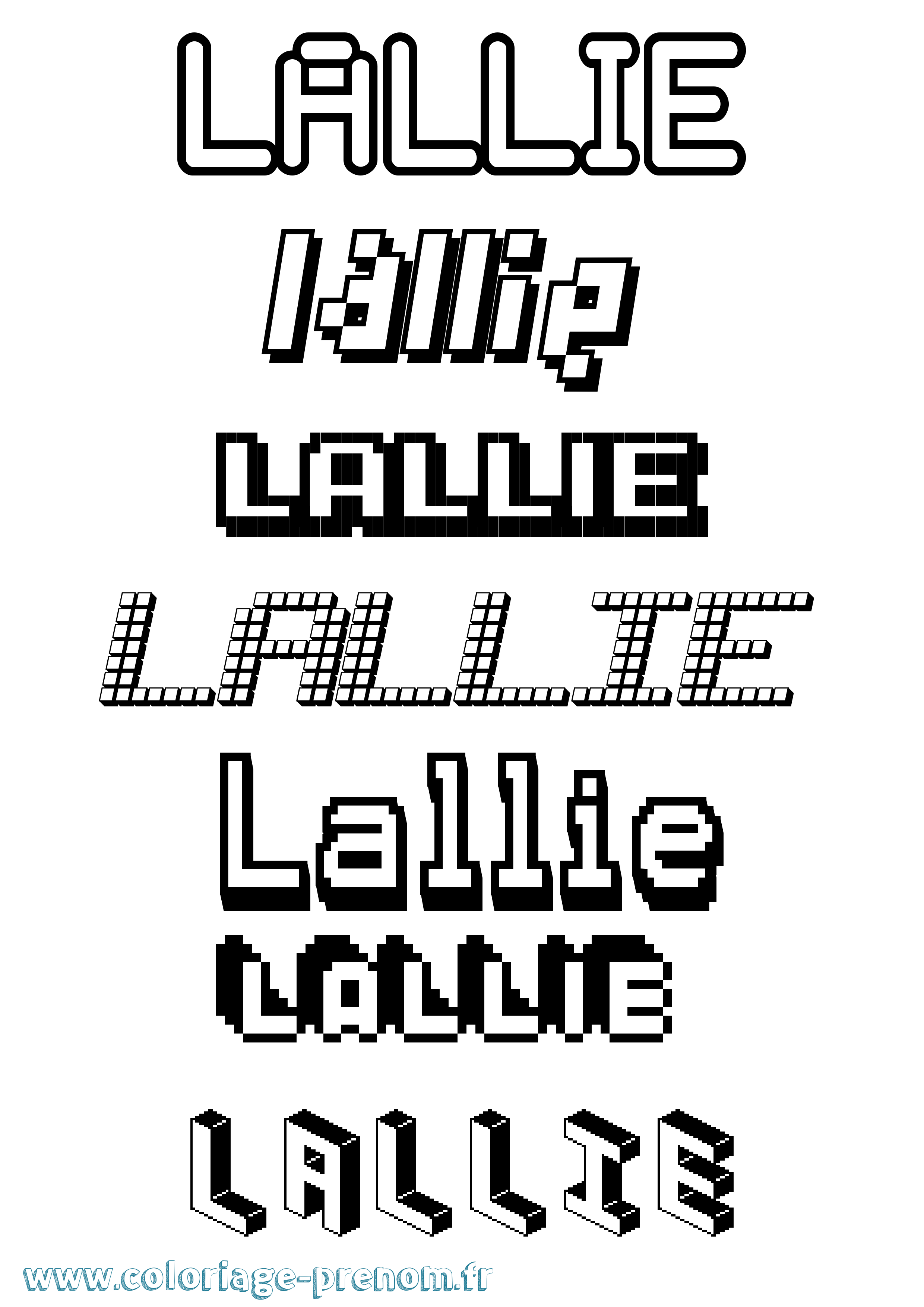 Coloriage prénom Lallie Pixel