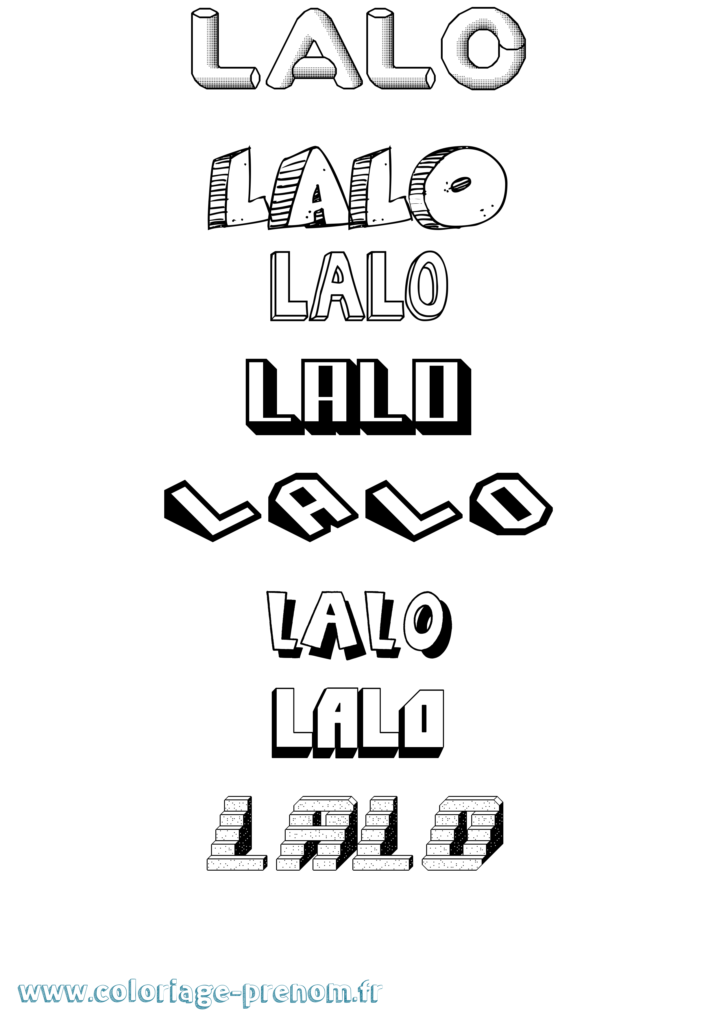 Coloriage Lalo Effet 3D Coloriage prénom Lalo Effet 3D