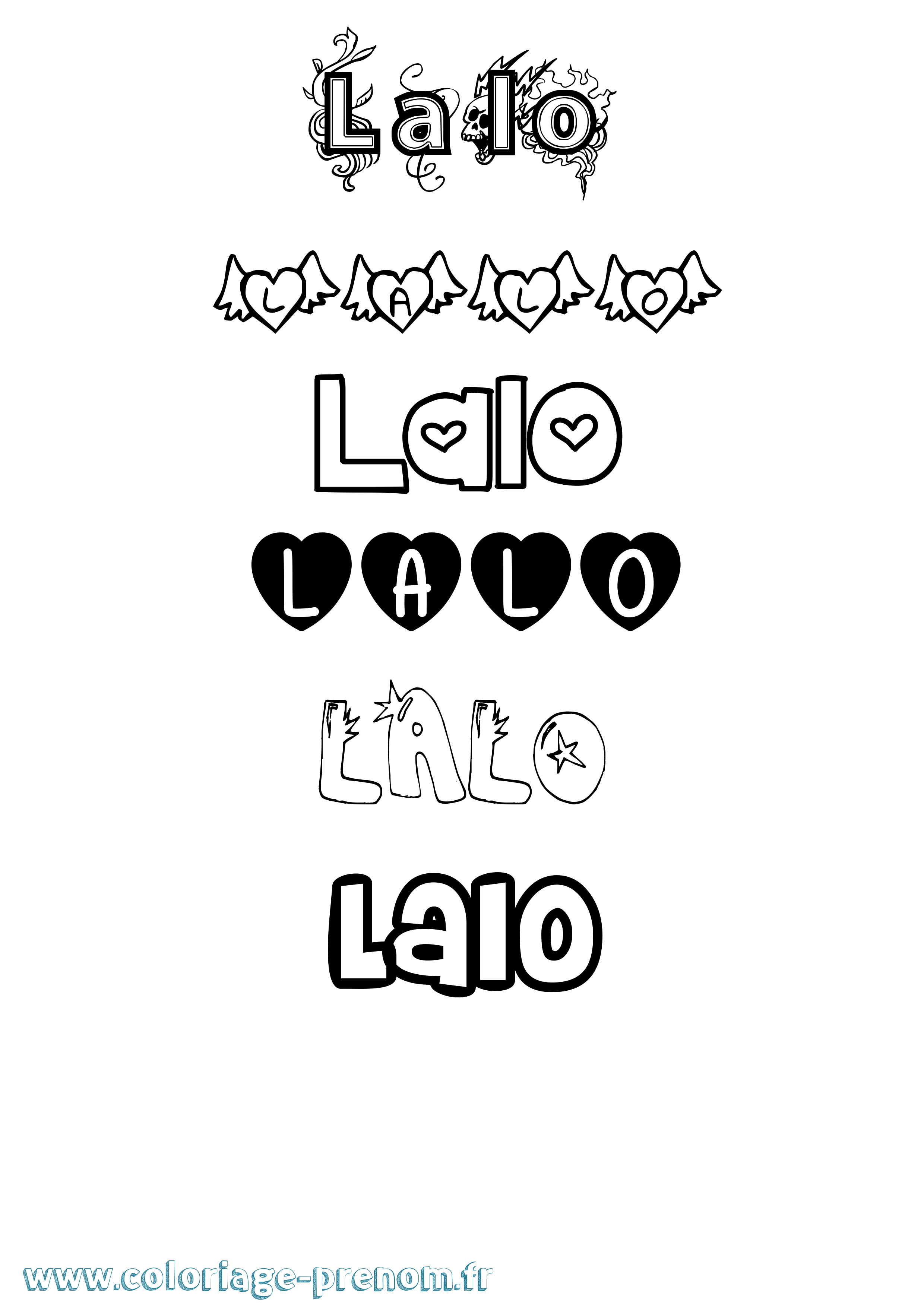 Coloriage Lalo Girly Coloriage prénom Lalo Girly