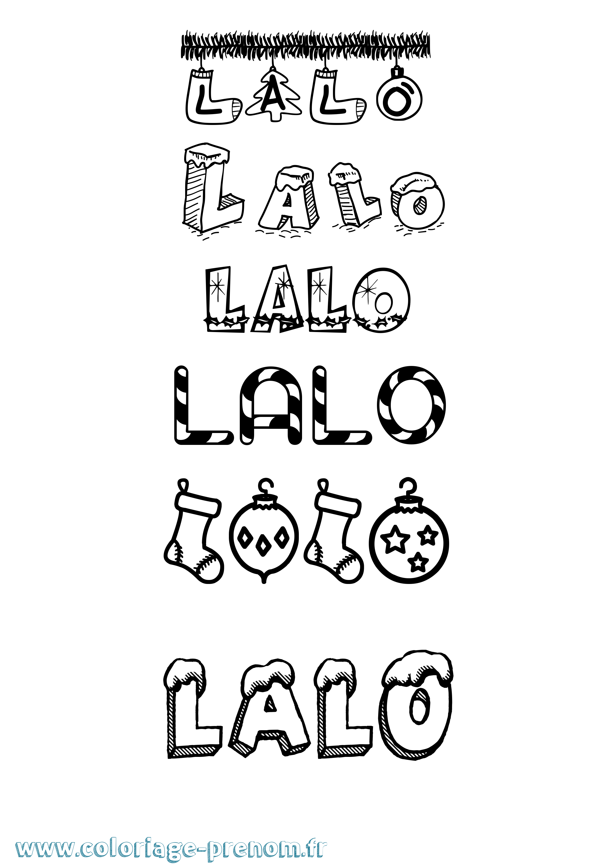 Coloriage Lalo Noël Coloriage prénom Lalo Noël