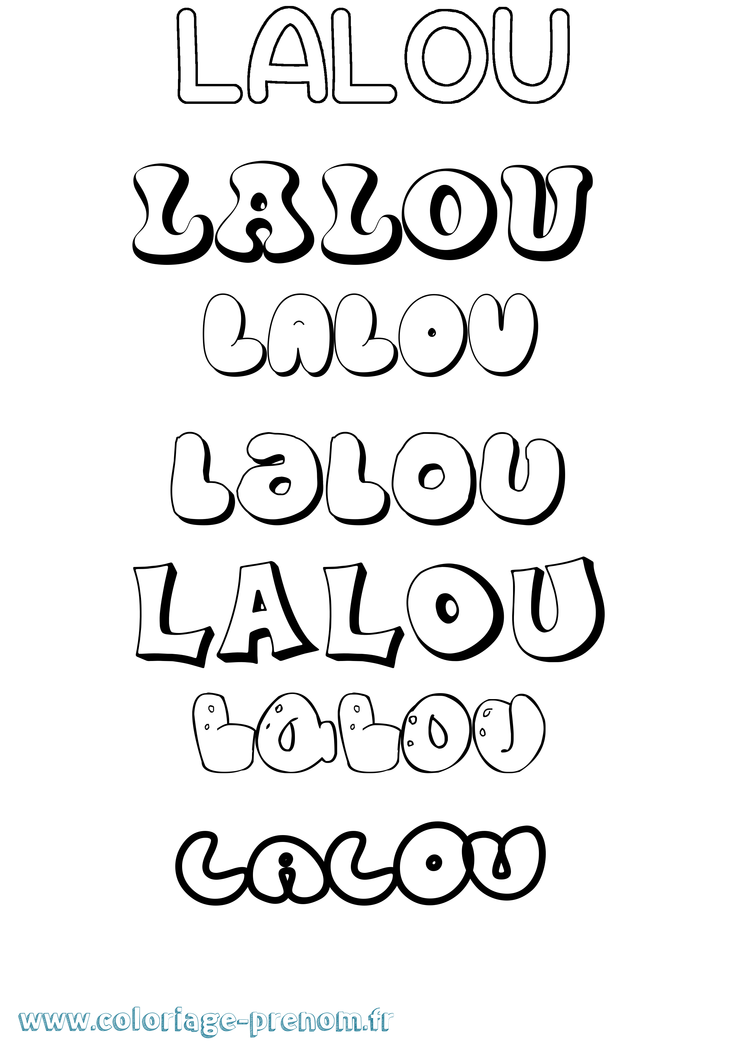 Coloriage prénom Lalou Bubble