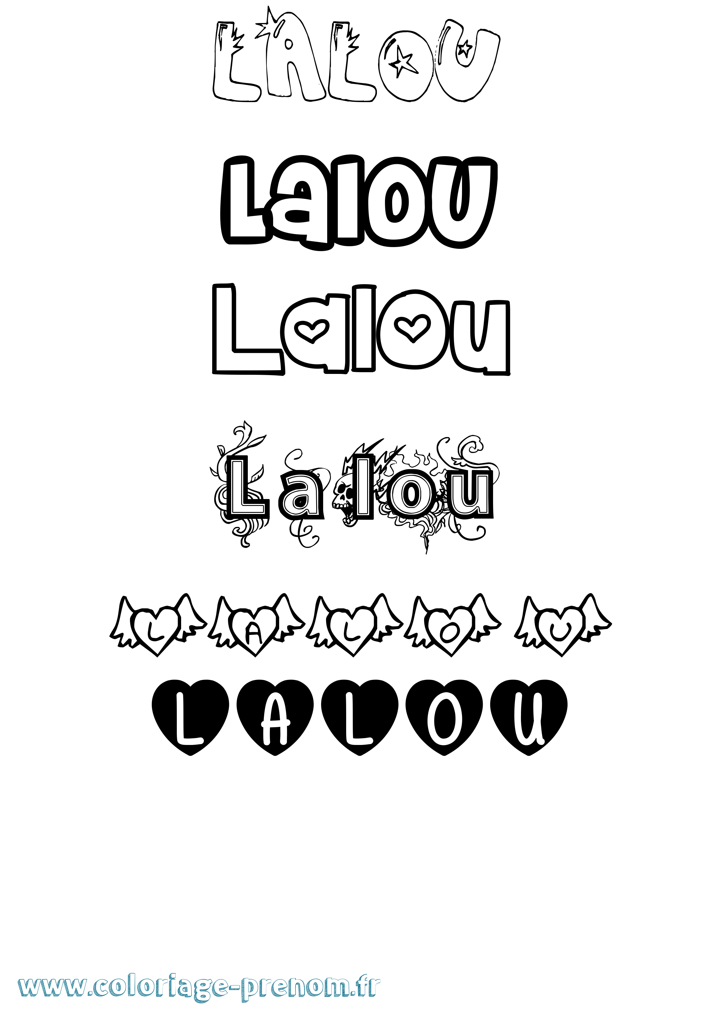 Coloriage prénom Lalou Girly