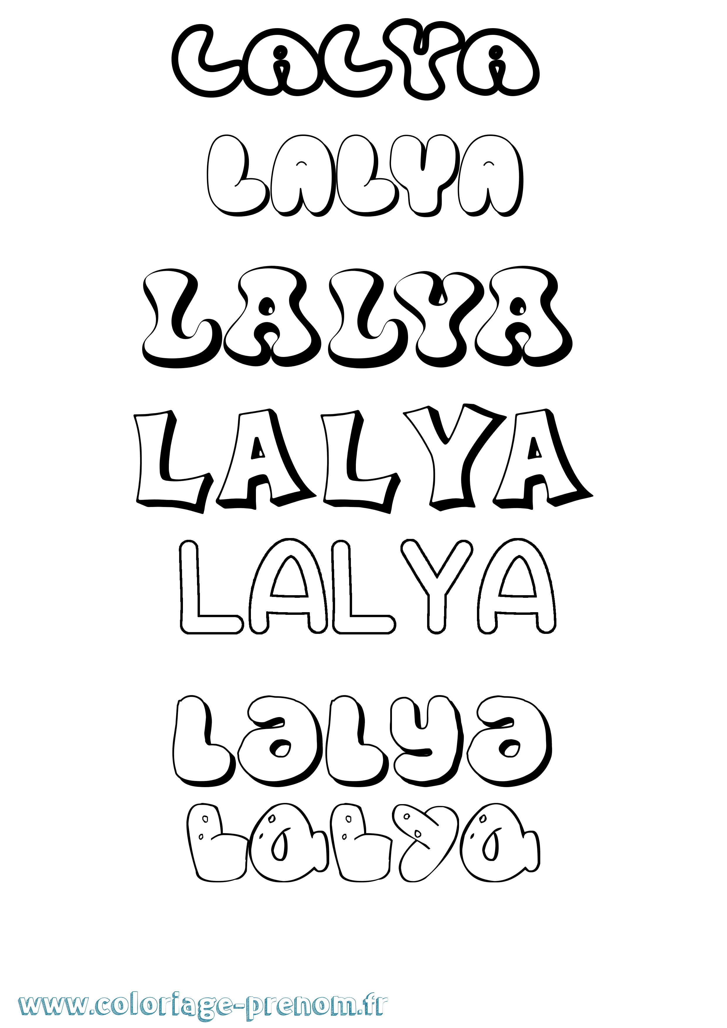 Coloriage prénom Lalya Bubble