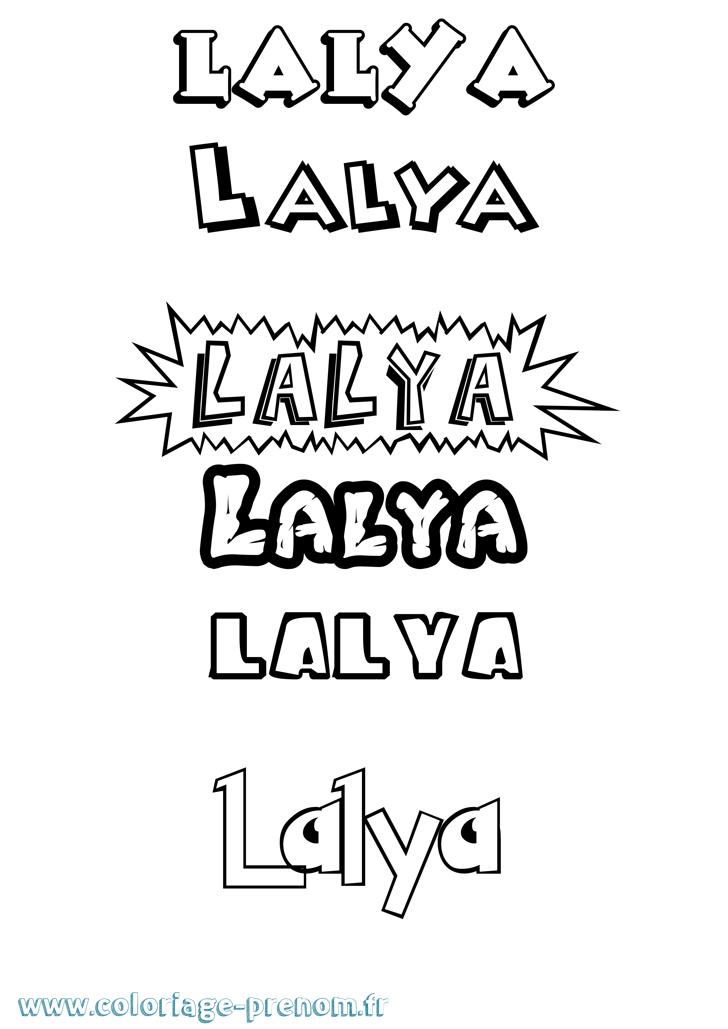 Coloriage prénom Lalya Dessin Animé